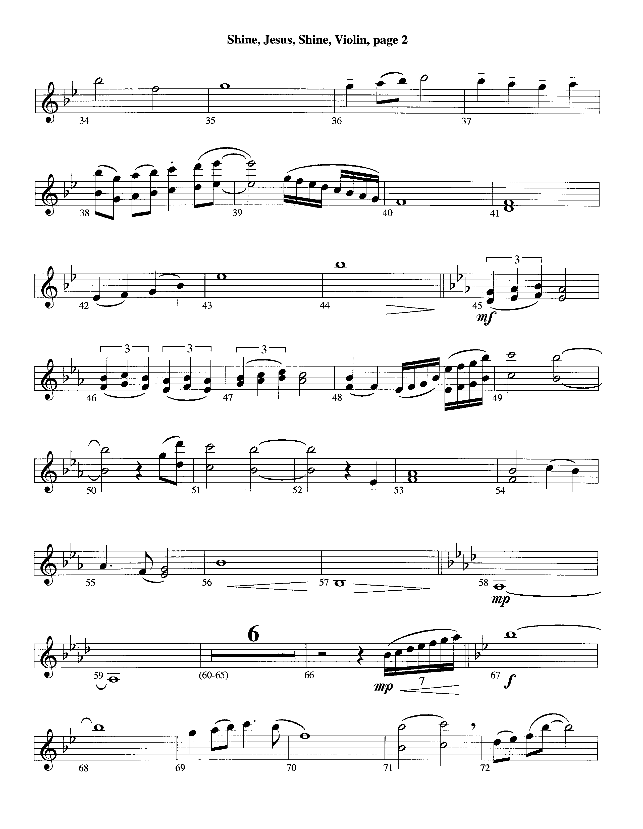 Shine Jesus Shine (Instrumental) Violin 1/2 (Lifeway Worship / Arr. Steve Dunn)