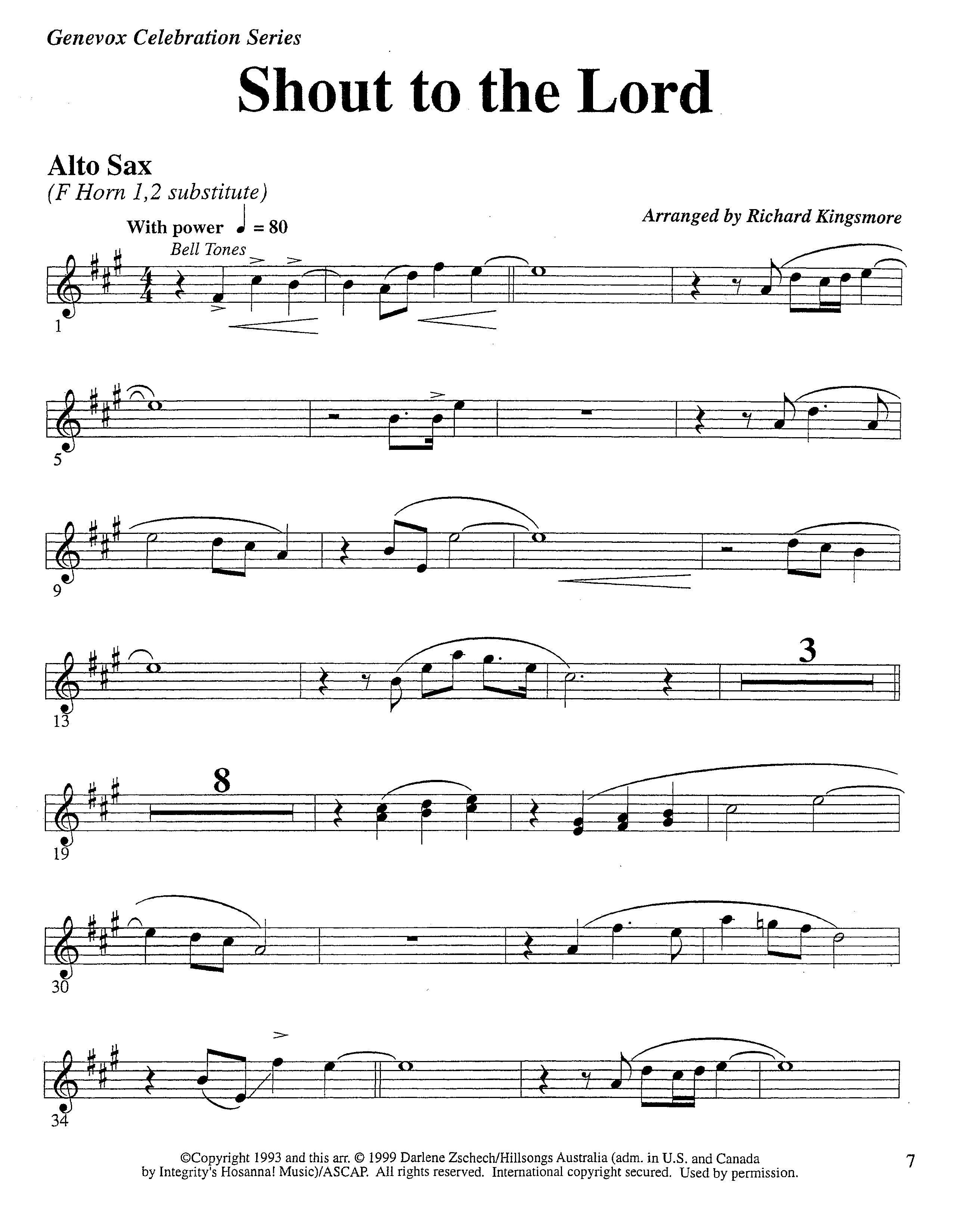 Shout To The Lord (Instrumental) Alto Sax (Lifeway Worship / Arr. Richard Kingsmore)