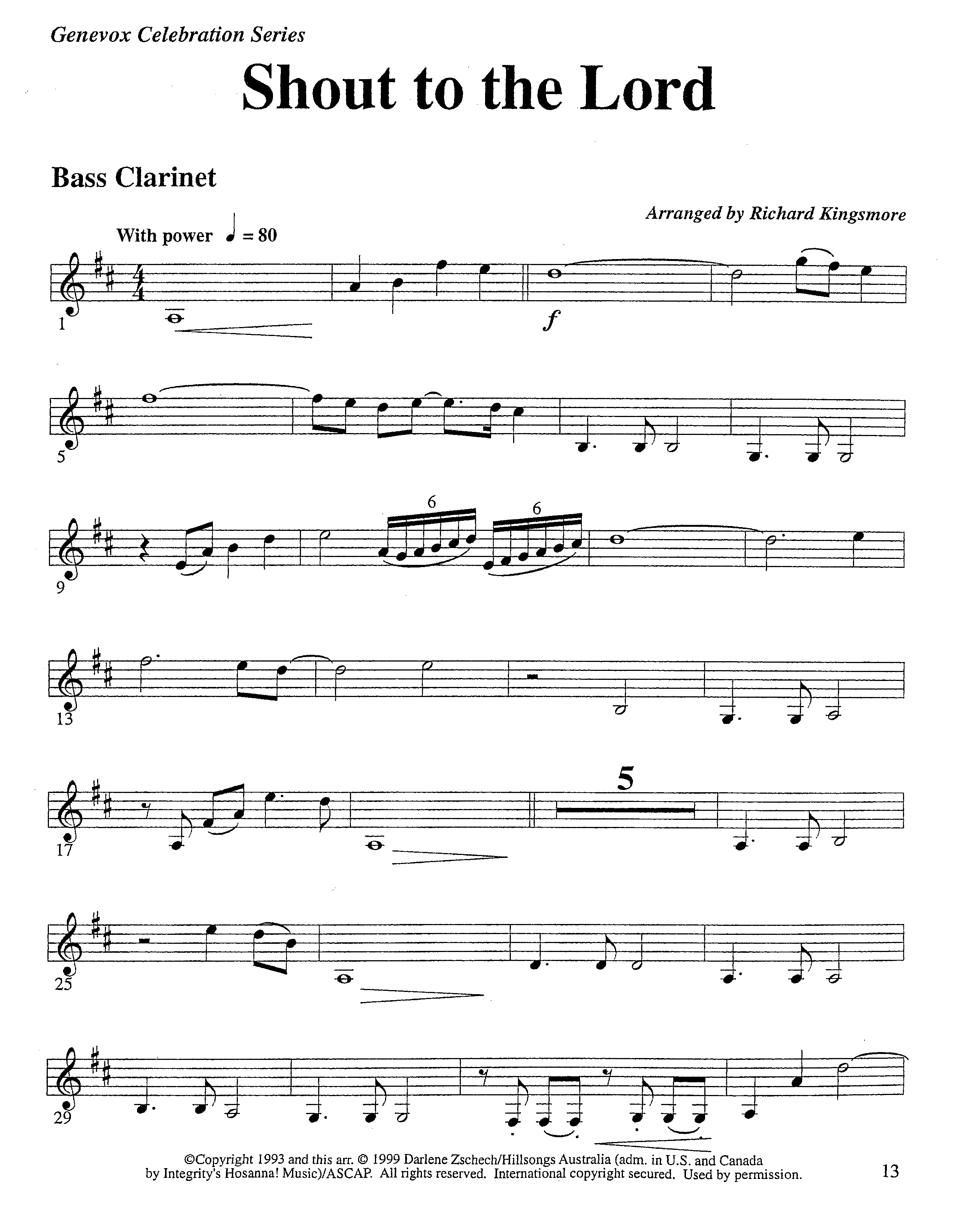 Shout To The Lord (Instrumental) Bass Clarinet (Lifeway Worship / Arr. Richard Kingsmore)