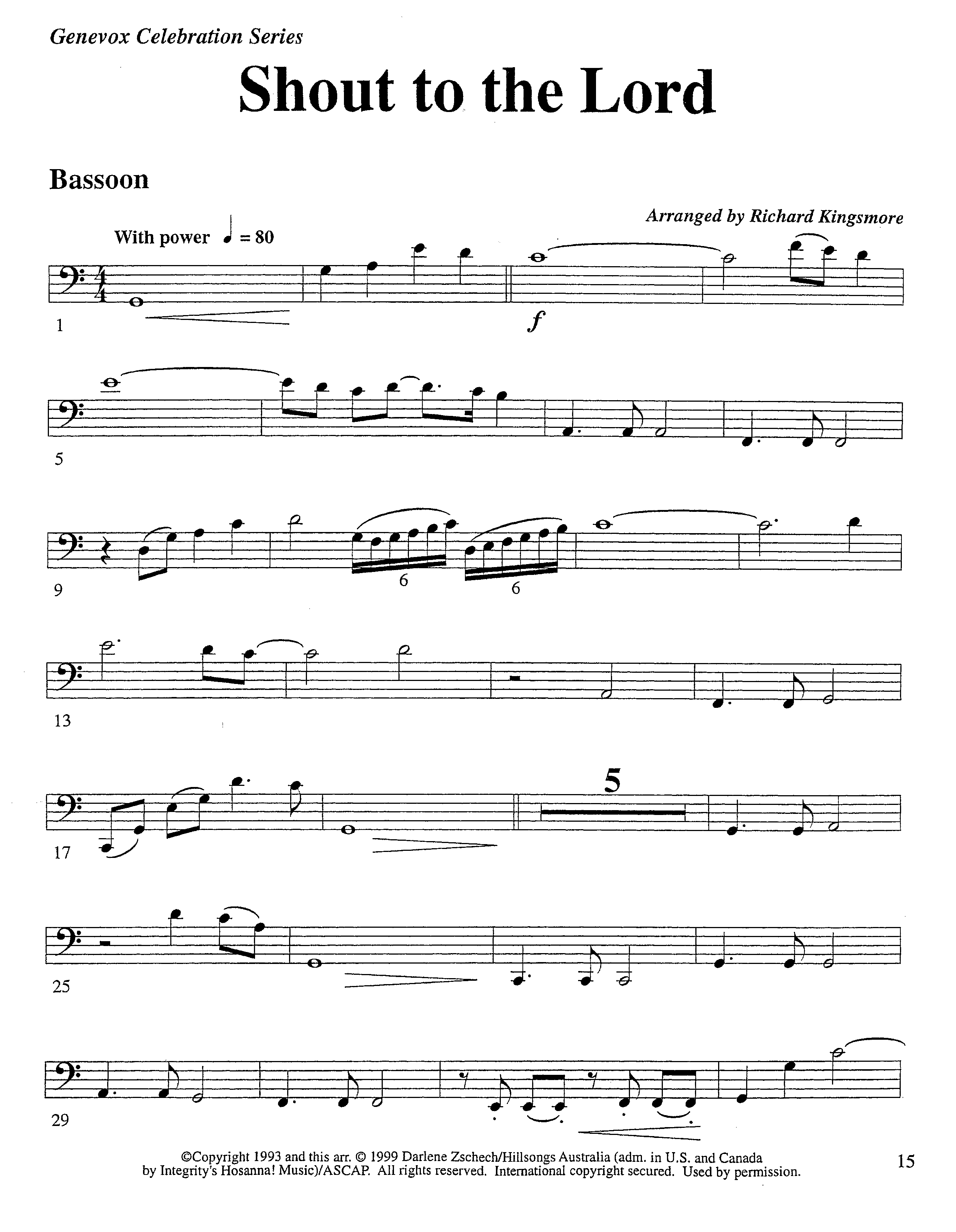 Shout To The Lord (Instrumental) Bassoon (Lifeway Worship / Arr. Richard Kingsmore)