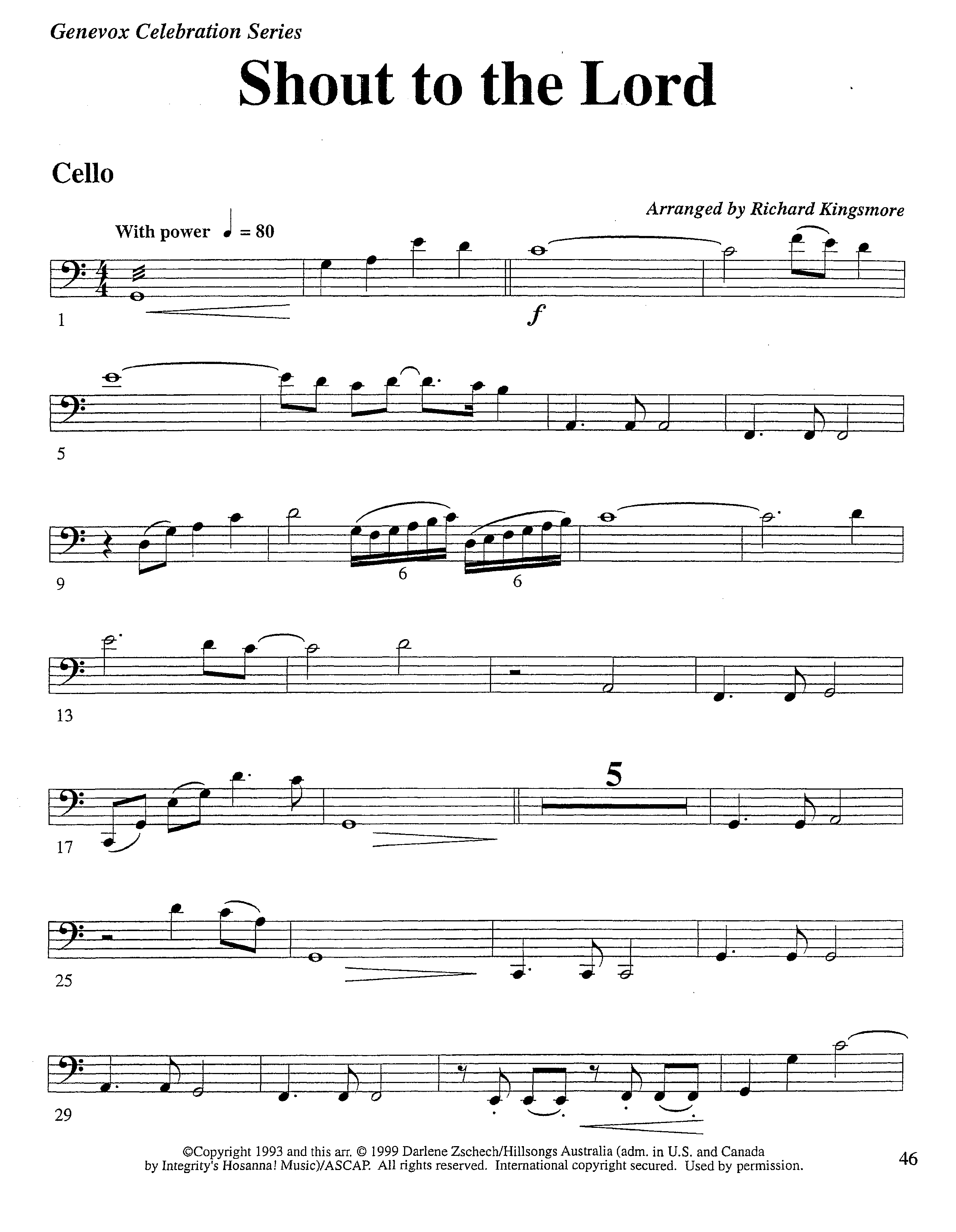 Shout To The Lord (Instrumental) Cello (Lifeway Worship / Arr. Richard Kingsmore)