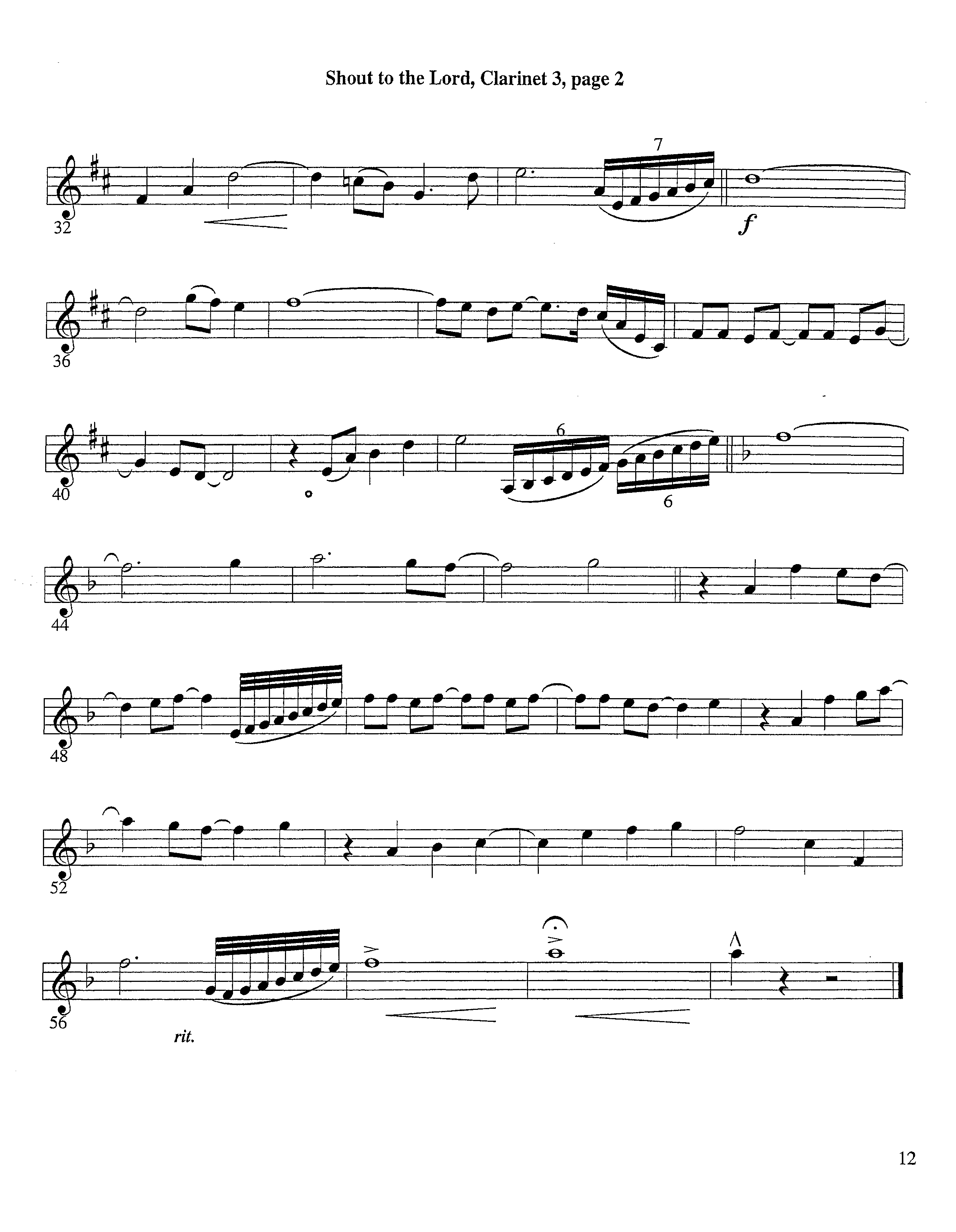 Shout To The Lord (Instrumental) Clarinet 3 (Lifeway Worship / Arr. Richard Kingsmore)