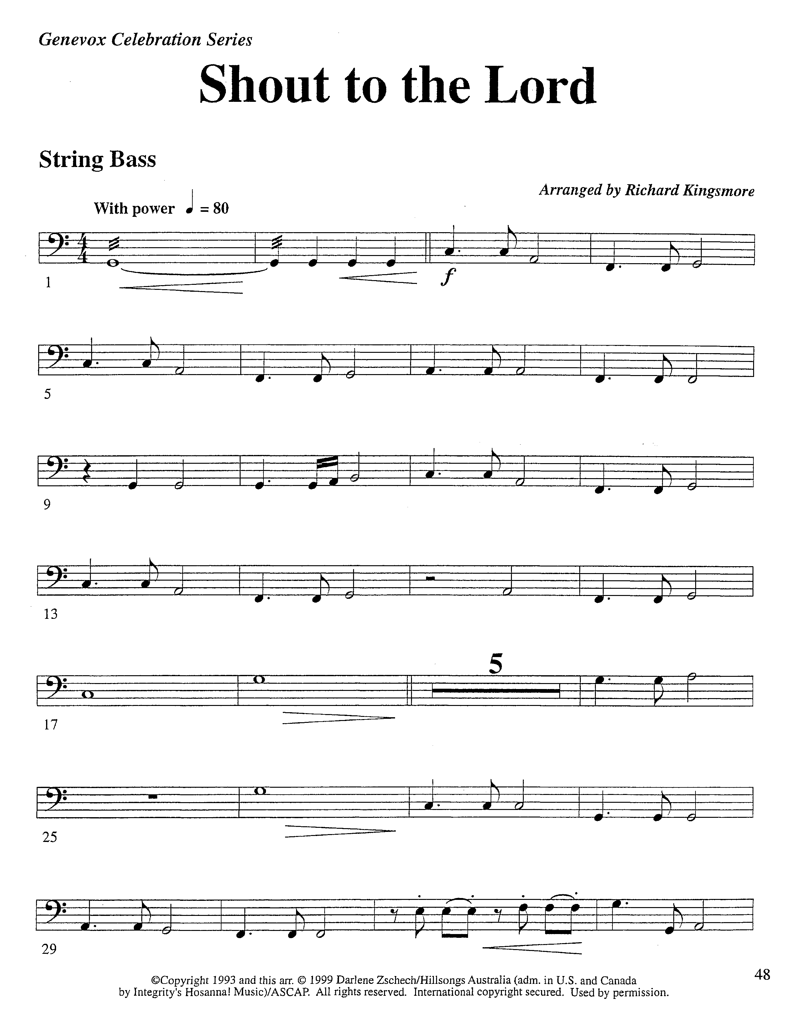 Shout To The Lord (Instrumental) Double Bass (Lifeway Worship / Arr. Richard Kingsmore)