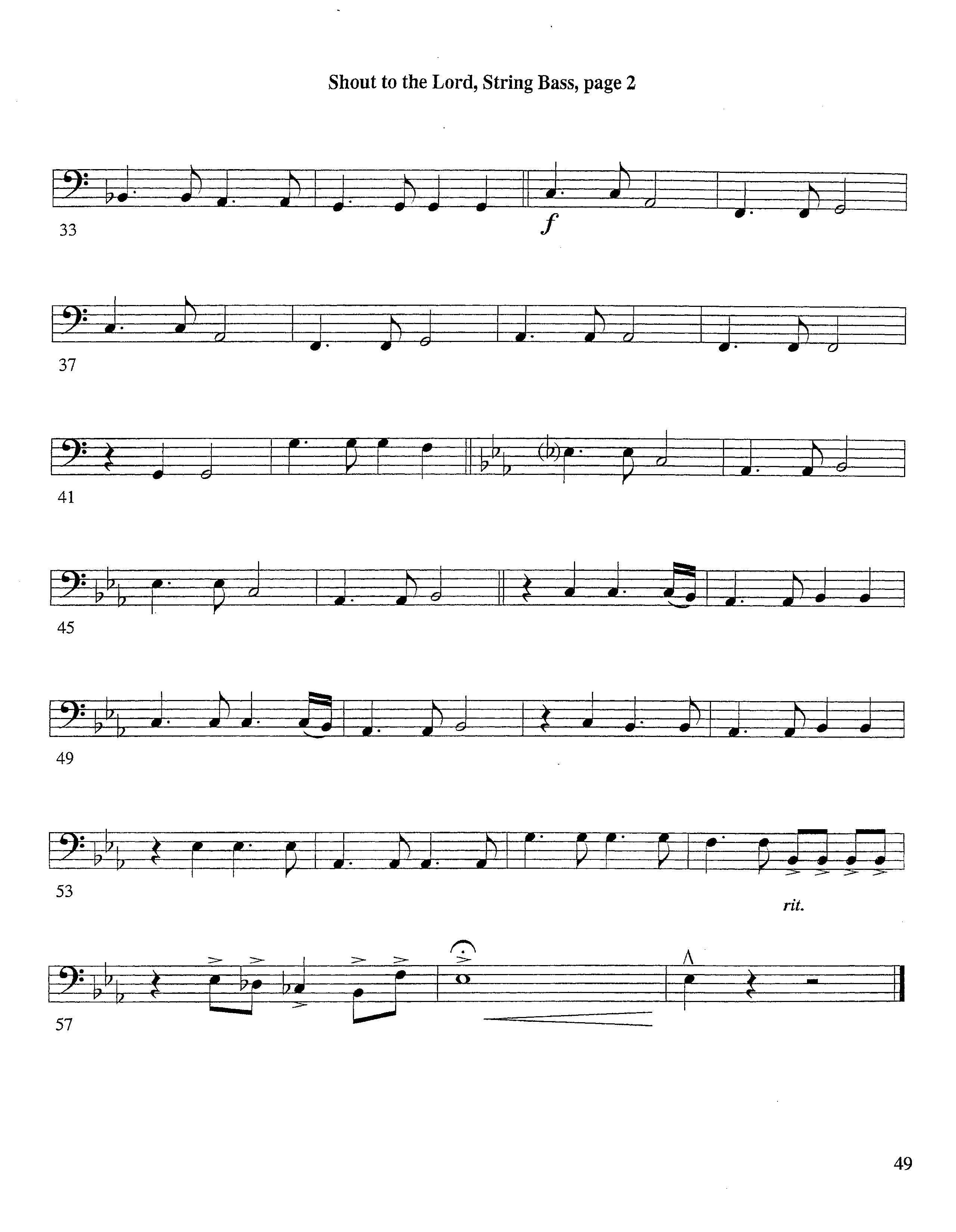 Shout To The Lord (Instrumental) Double Bass (Lifeway Worship / Arr. Richard Kingsmore)