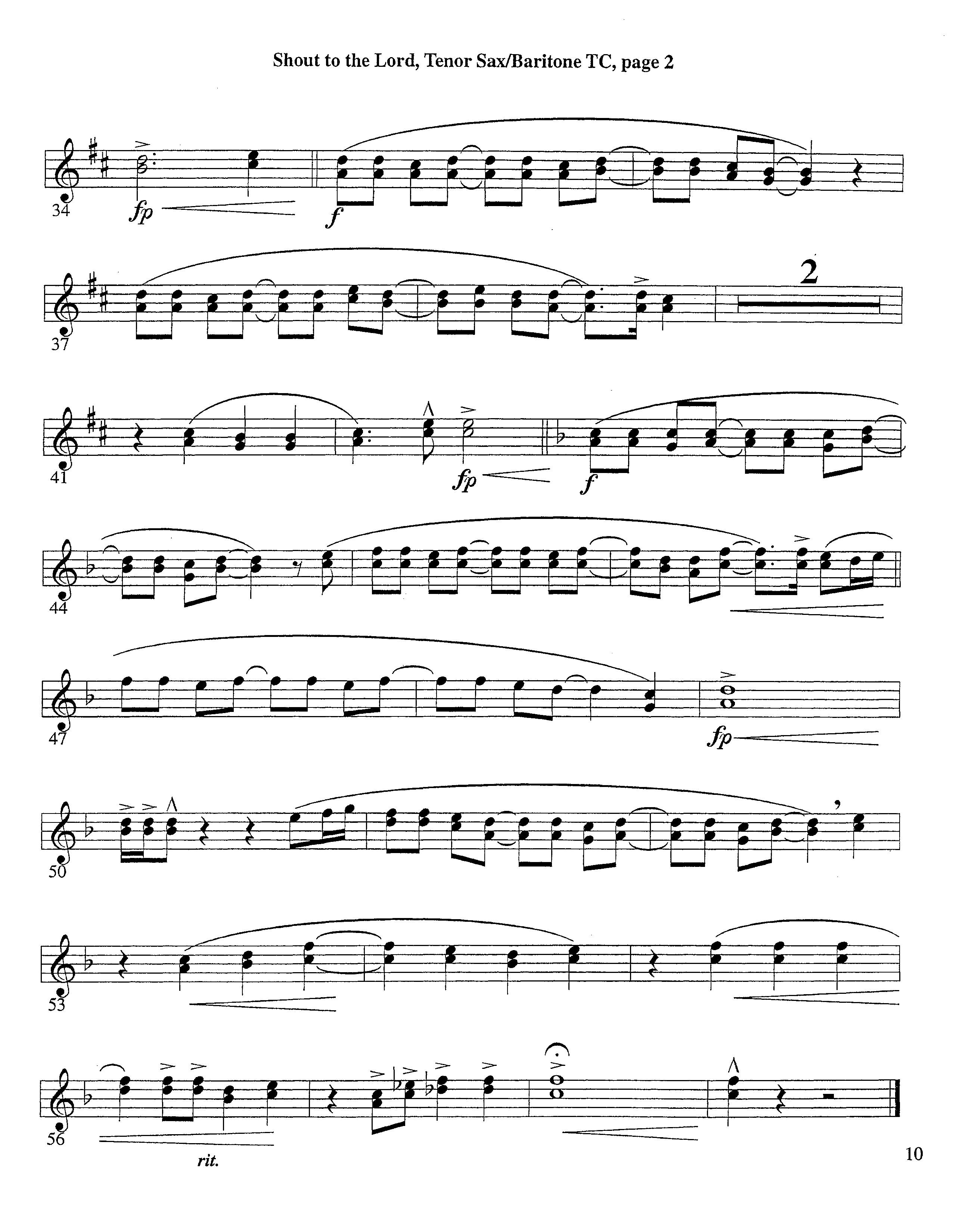 Shout To The Lord (Instrumental) Tenor Sax/Baritone T.C. (Lifeway Worship / Arr. Richard Kingsmore)