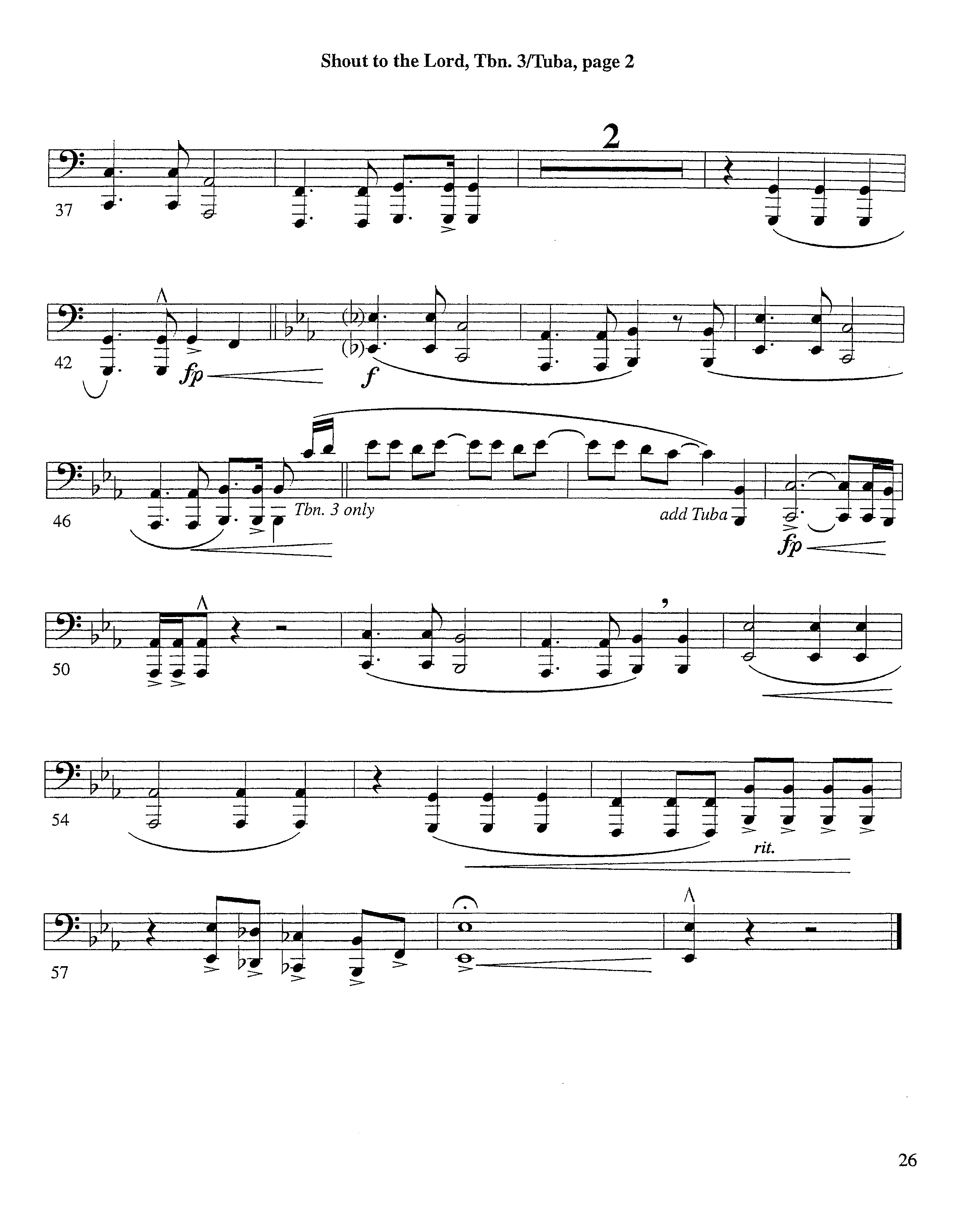 Shout To The Lord (Instrumental) Trombone 3/Tuba (Lifeway Worship / Arr. Richard Kingsmore)
