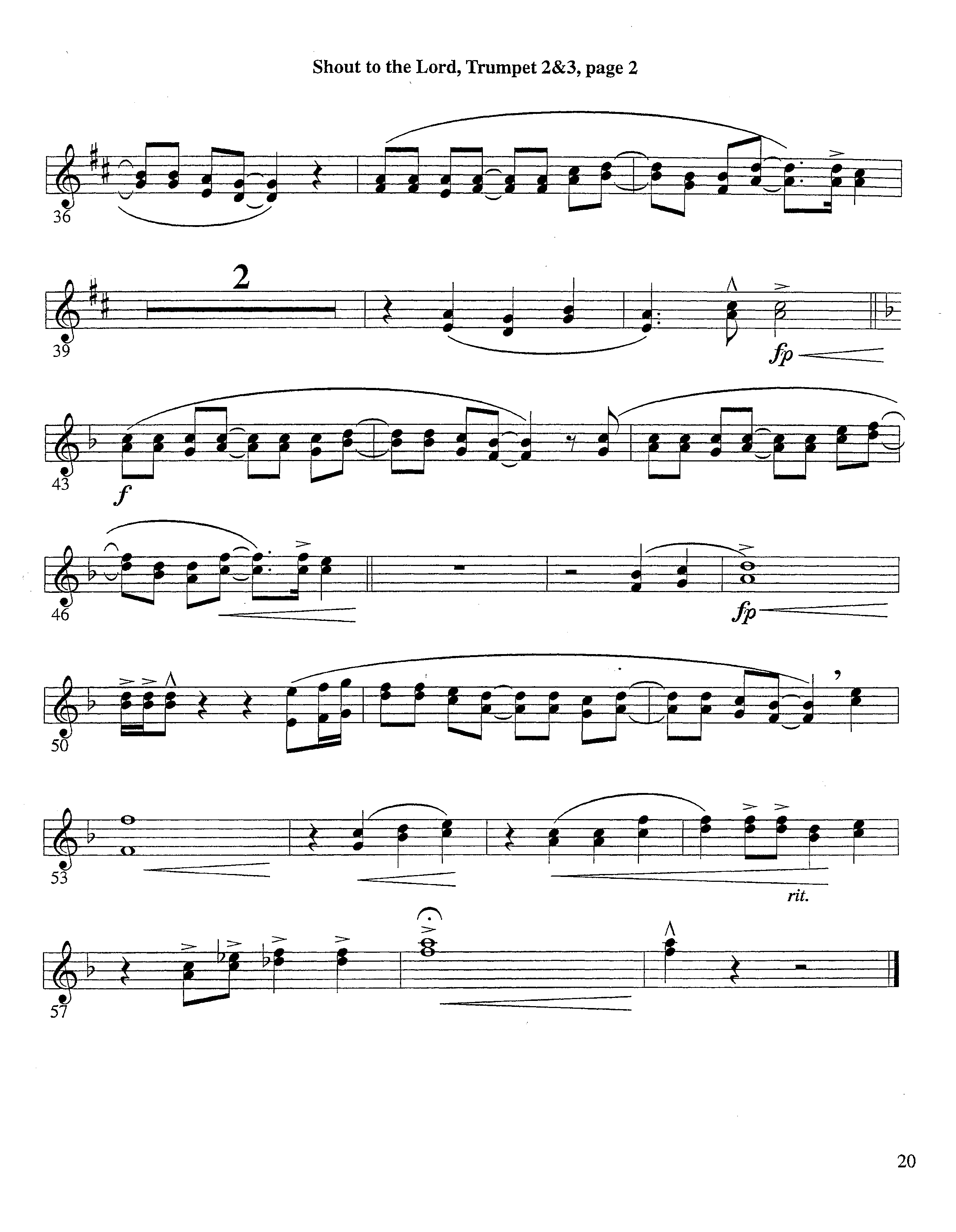 Shout To The Lord (Instrumental) Trumpet 2/3 (Lifeway Worship / Arr. Richard Kingsmore)