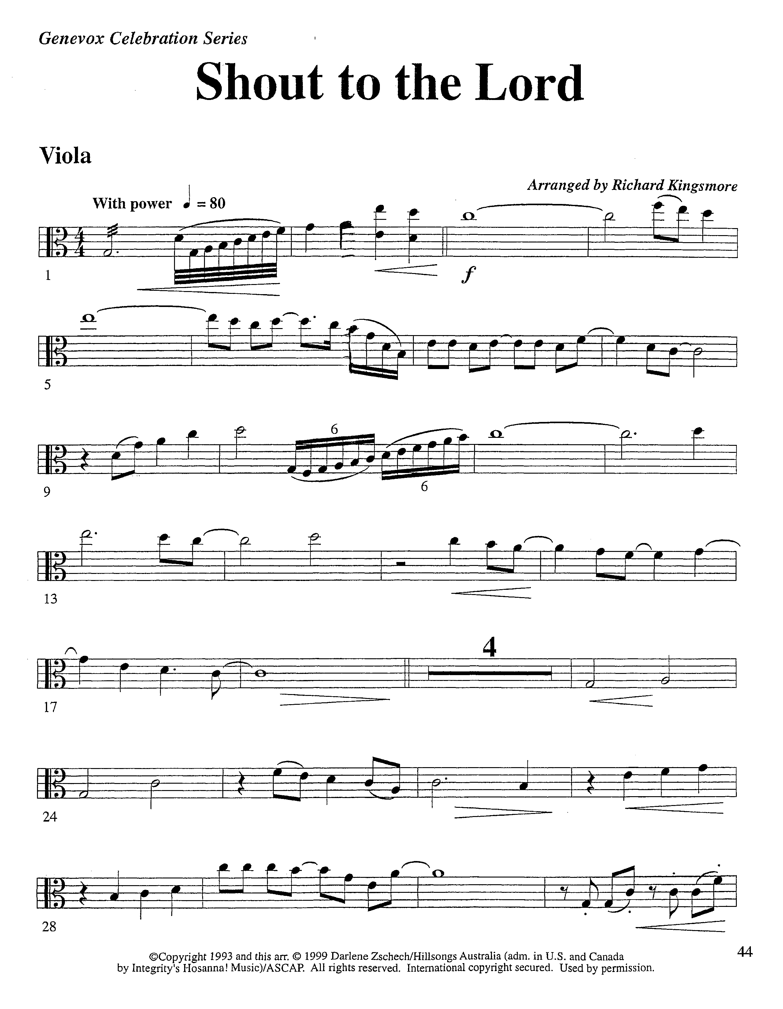 Shout To The Lord (Instrumental) Viola (Lifeway Worship / Arr. Richard Kingsmore)