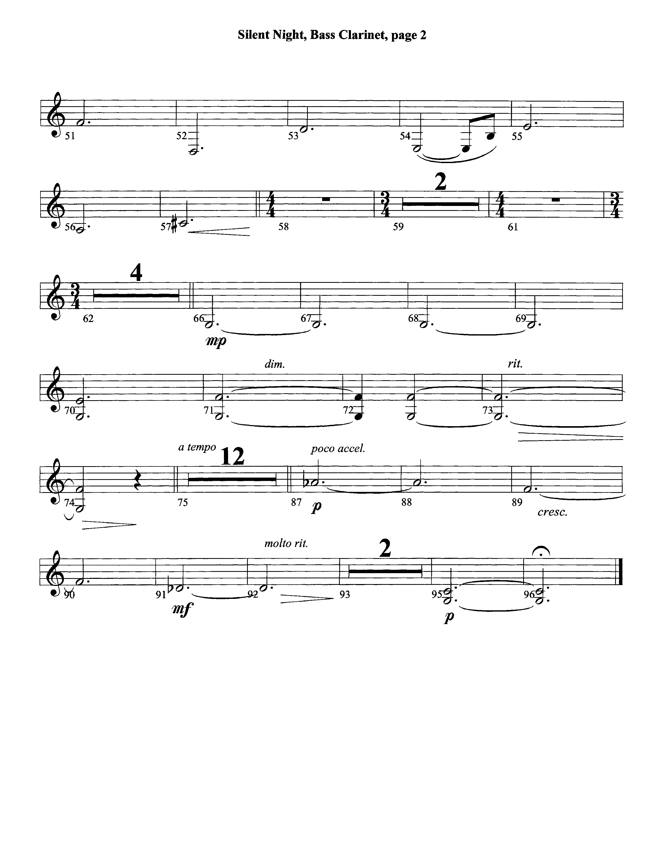 Silent Night (Instrumental) Bass Clarinet (Lifeway Worship / Arr. David Winkler)