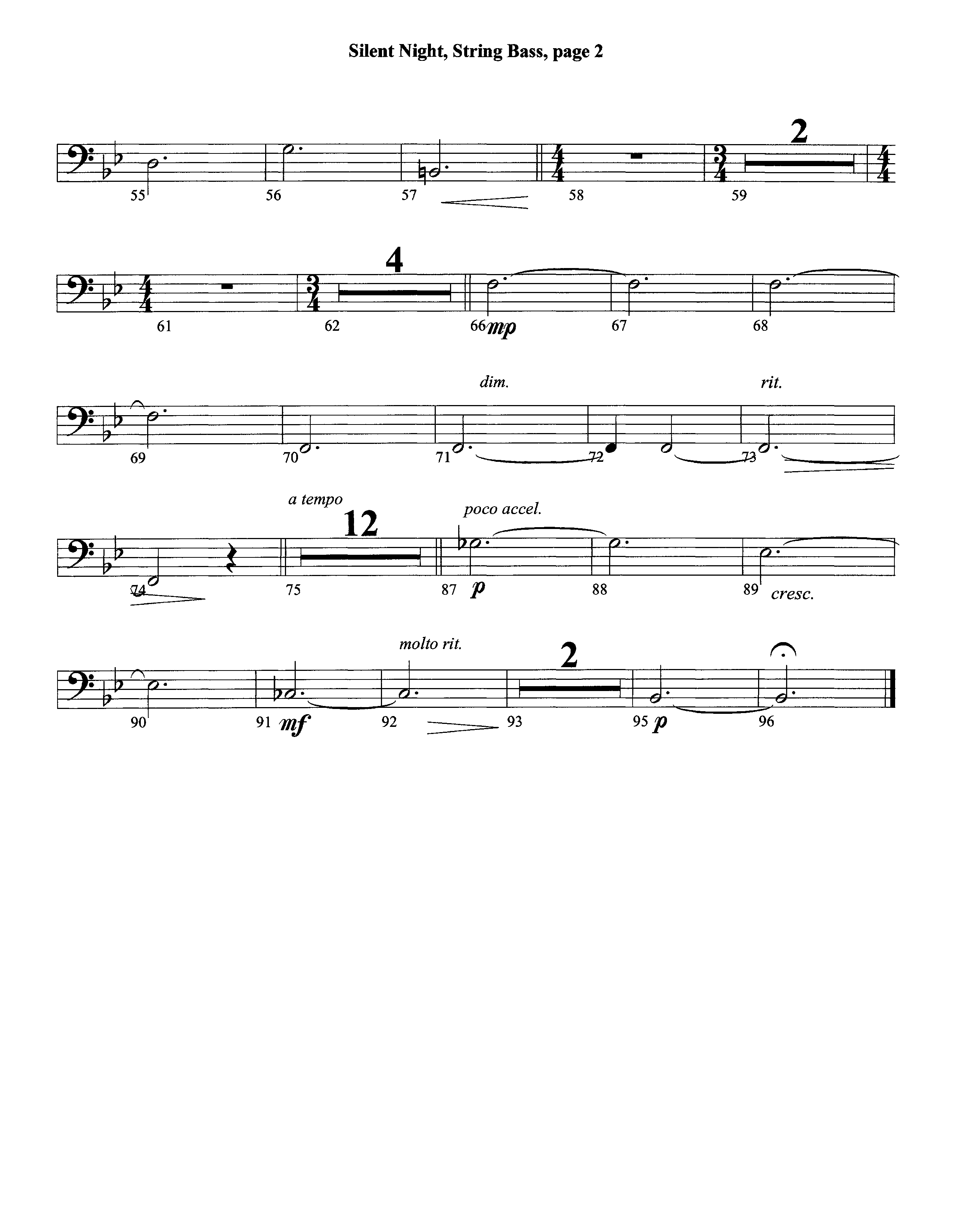 Silent Night (Instrumental) Double Bass (Lifeway Worship / Arr. David Winkler)