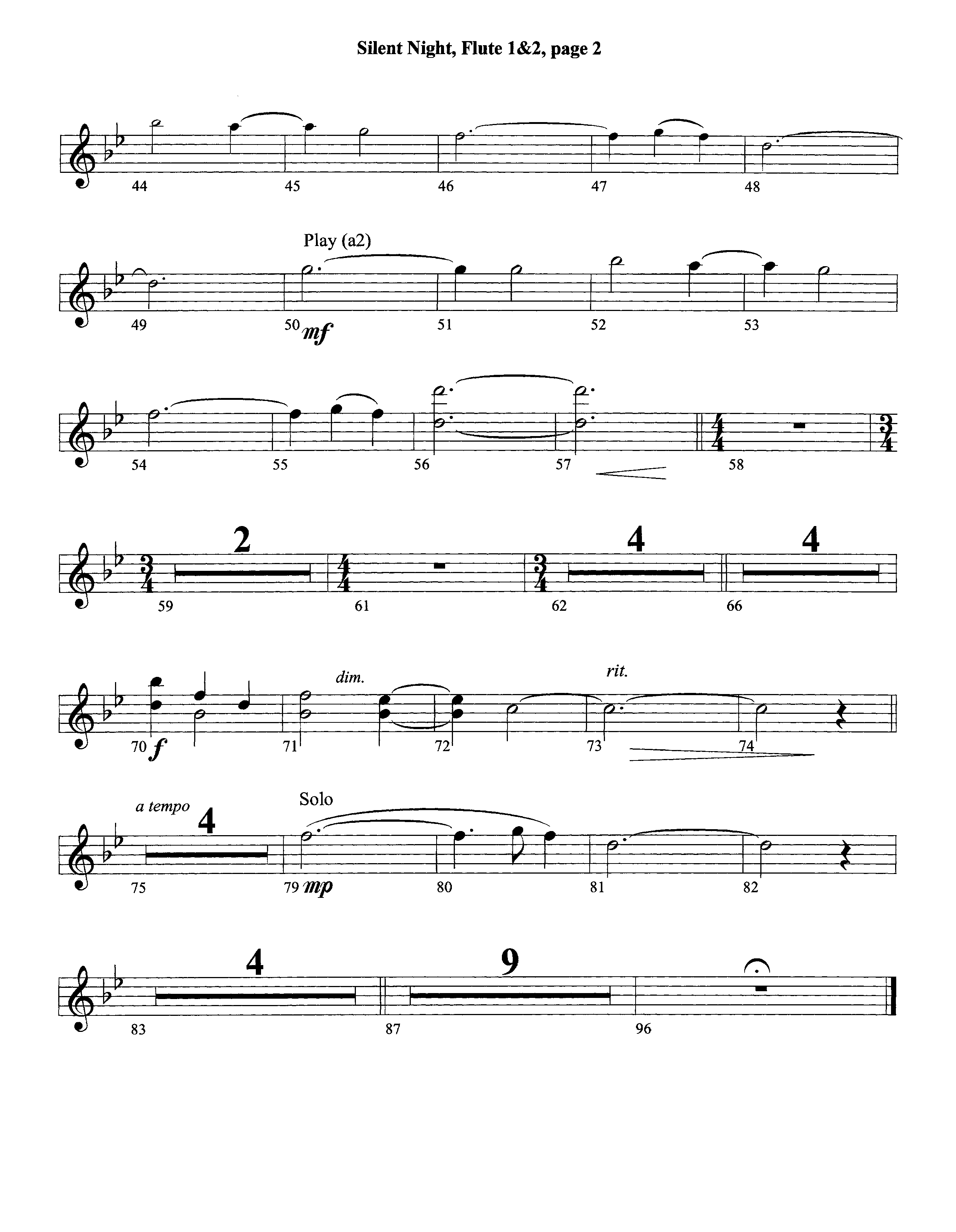 Silent Night (Instrumental) Flute 1/2 (Lifeway Worship / Arr. David Winkler)
