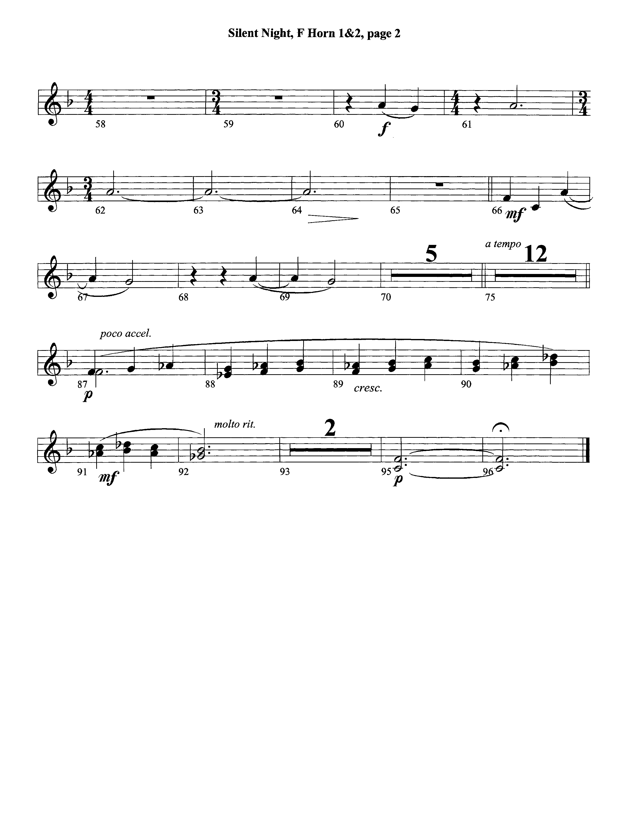 Silent Night (Instrumental) French Horn 1/2 (Lifeway Worship / Arr. David Winkler)