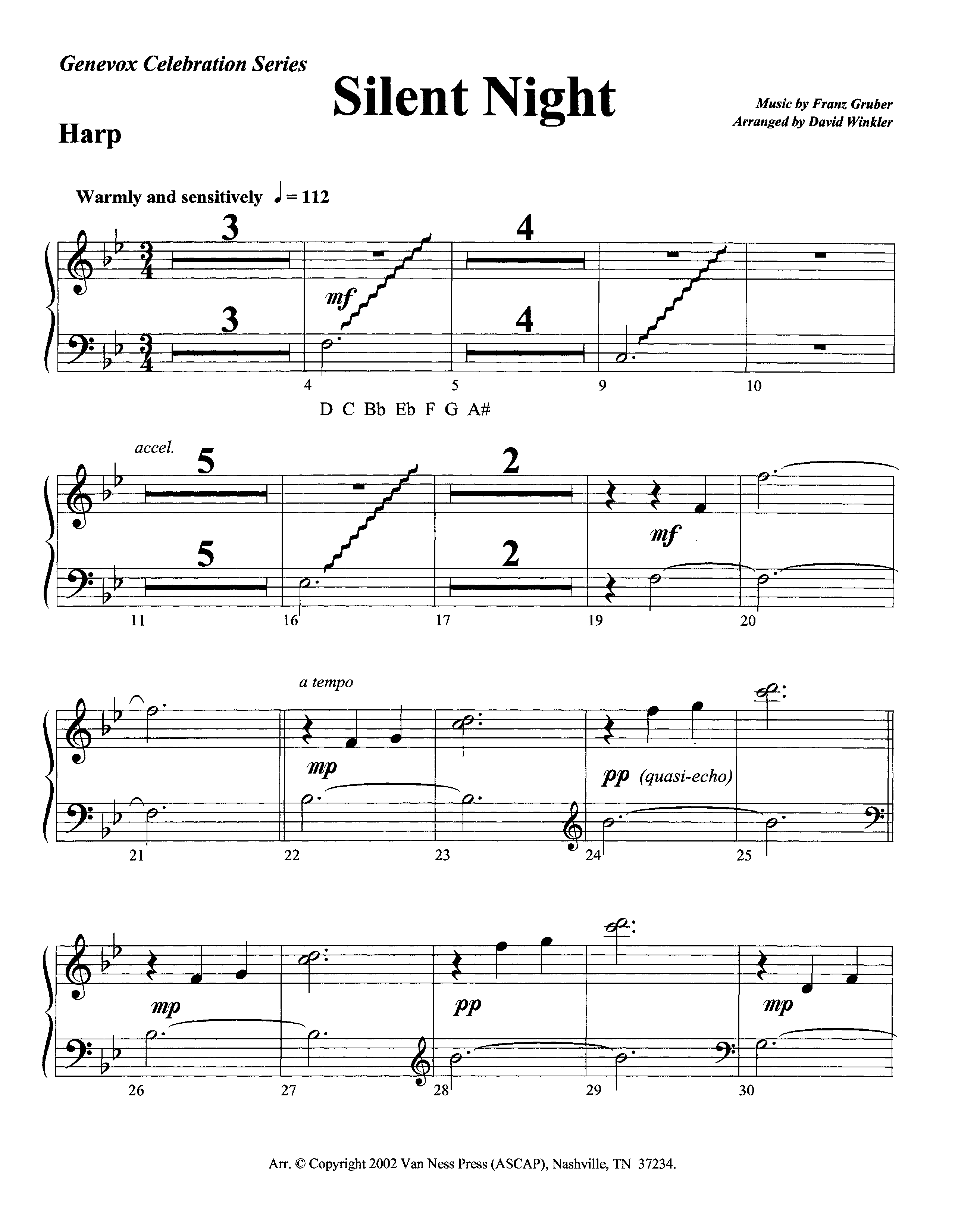 Silent Night (Instrumental) Harp (Lifeway Worship / Arr. David Winkler)