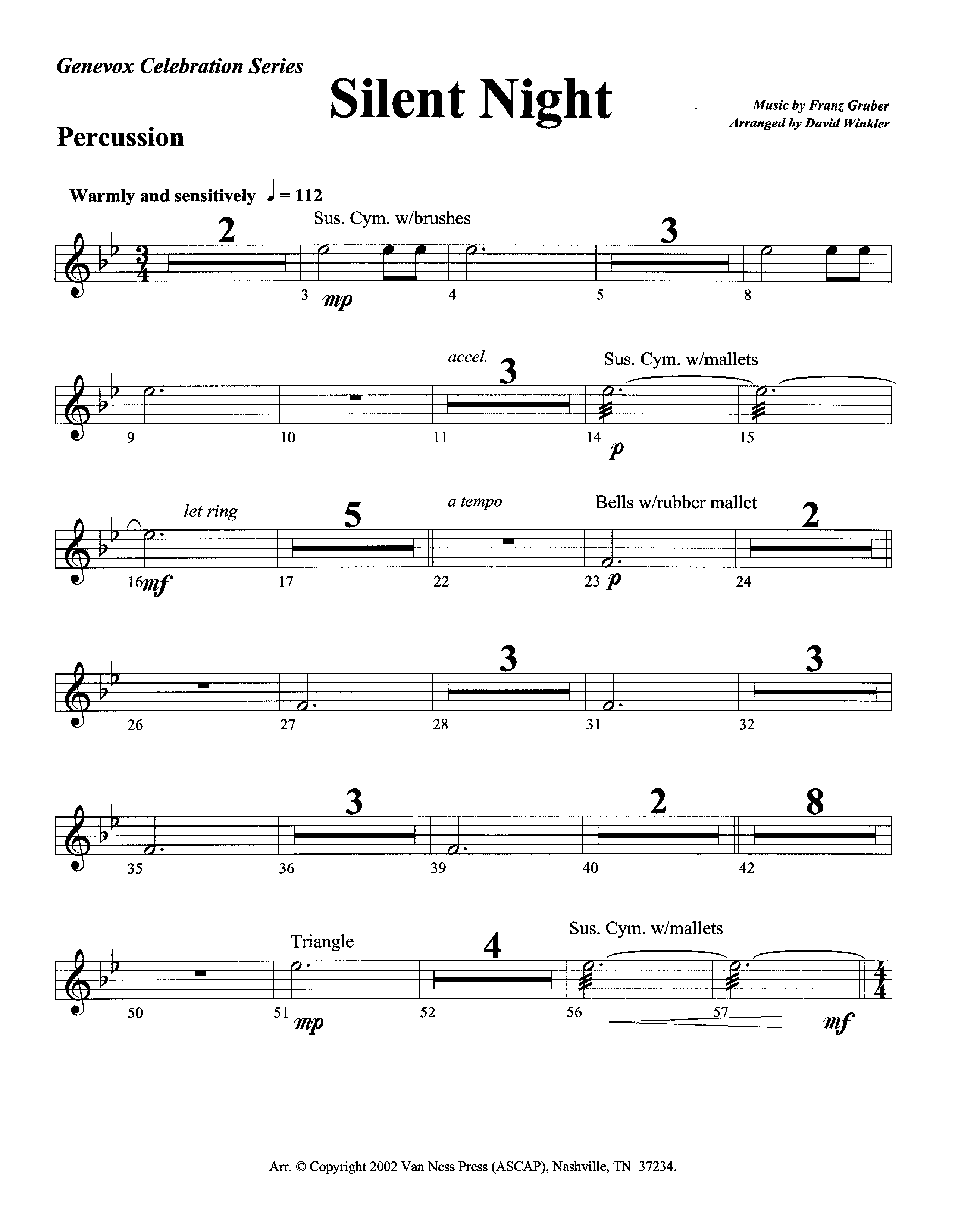 Silent Night (Instrumental) Percussion (Lifeway Worship / Arr. David Winkler)