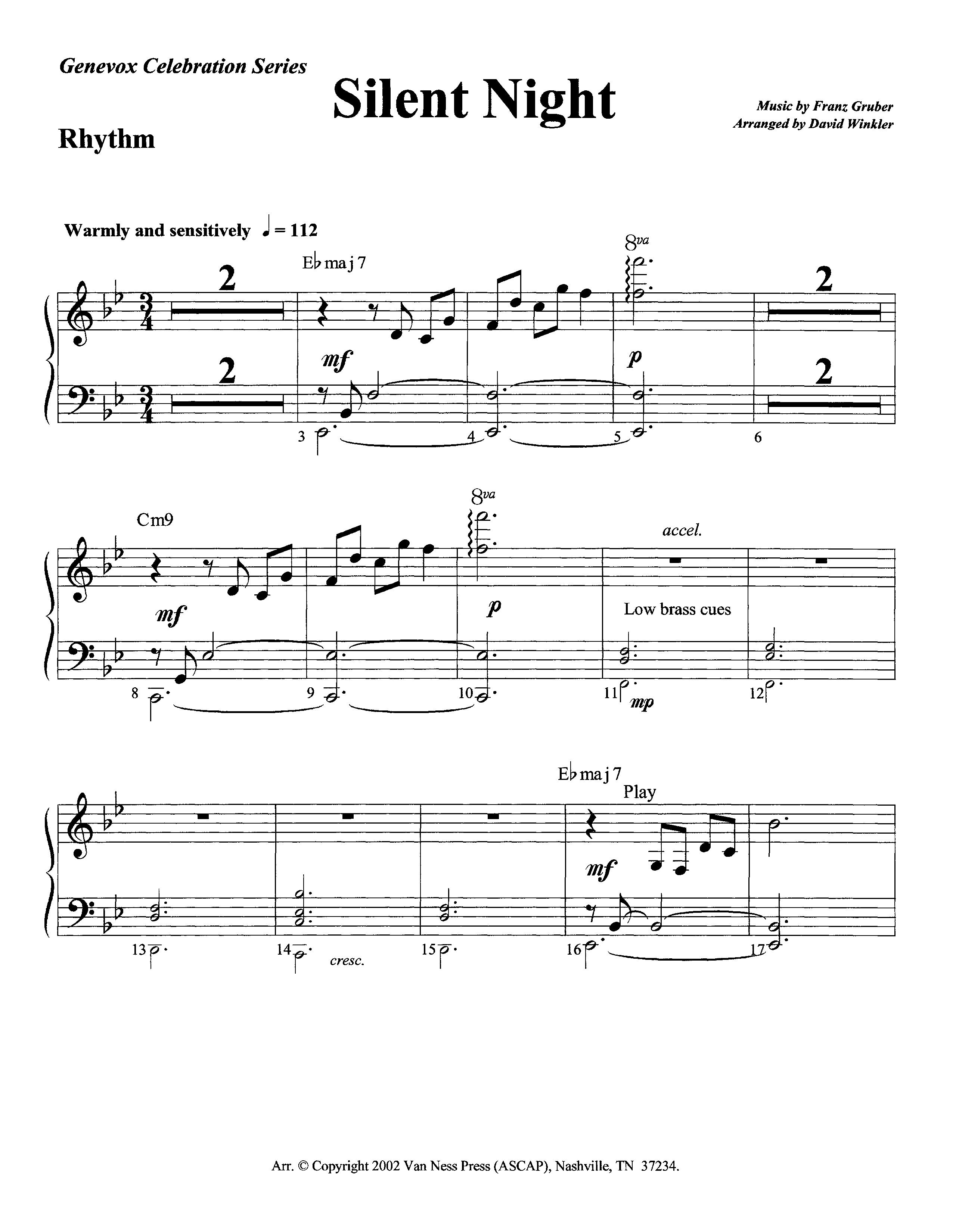 Silent Night (Instrumental) Piano/Rhythm (Lifeway Worship / Arr. David Winkler)