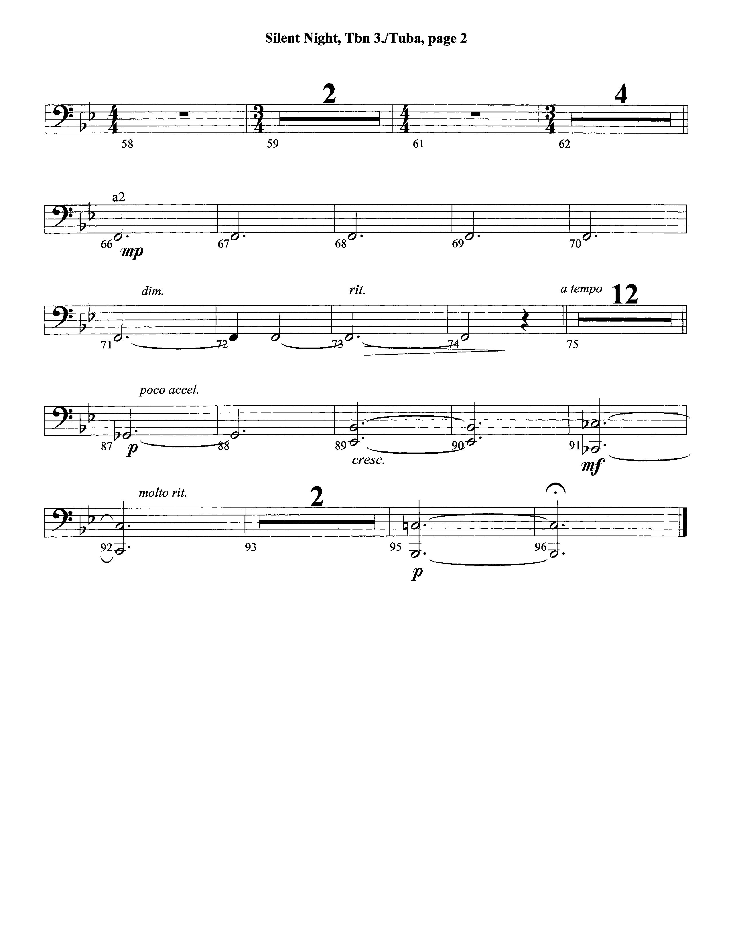 Silent Night (Instrumental) Trombone 3/Tuba (Lifeway Worship / Arr. David Winkler)