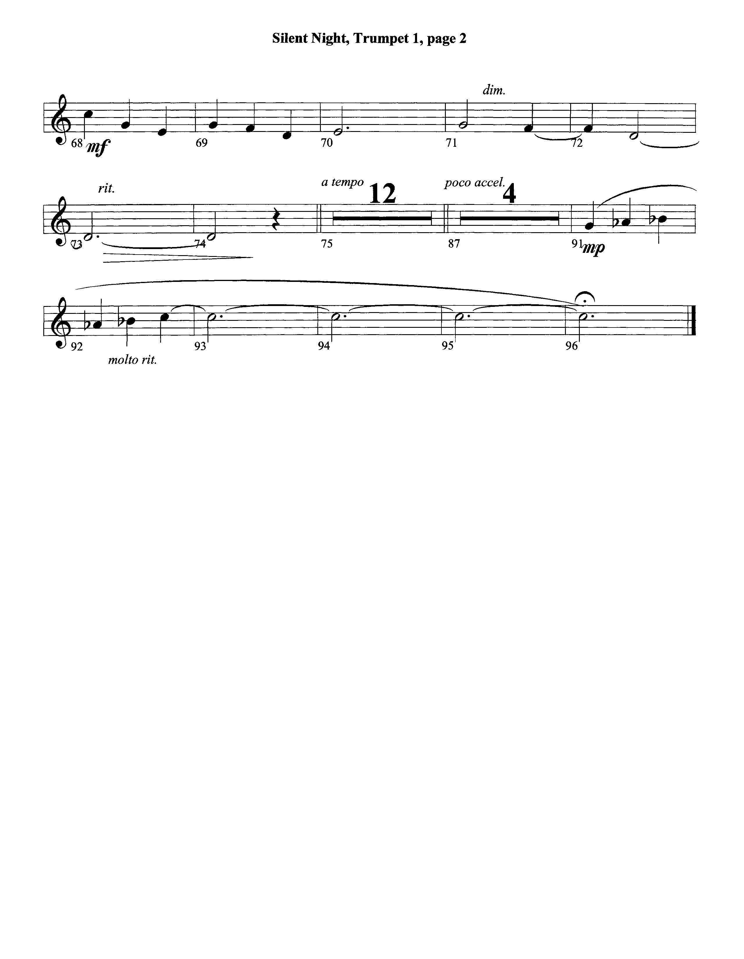 Silent Night (Instrumental) Trumpet 1 (Lifeway Worship / Arr. David Winkler)