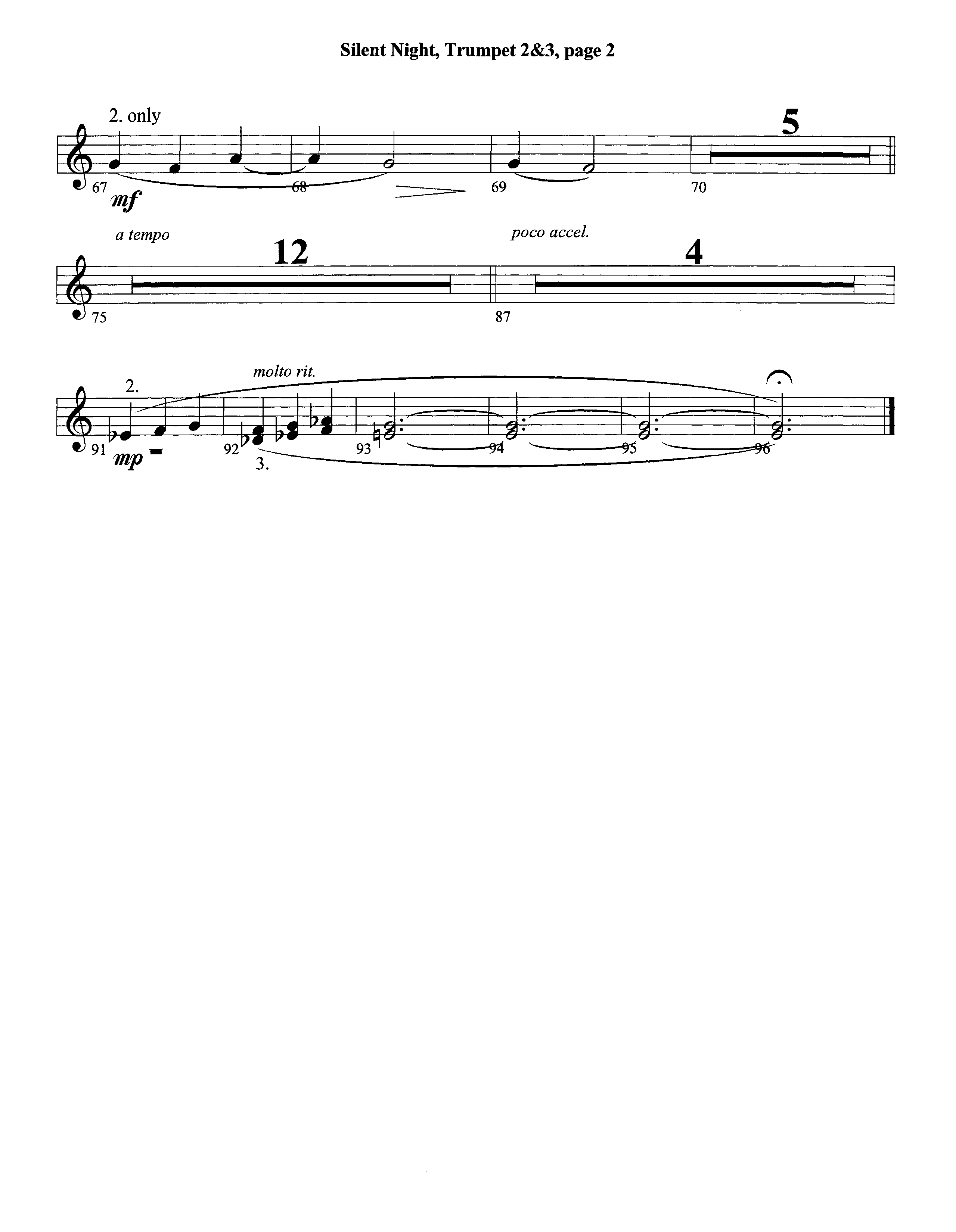 Silent Night (Instrumental) Trumpet 2/3 (Lifeway Worship / Arr. David Winkler)