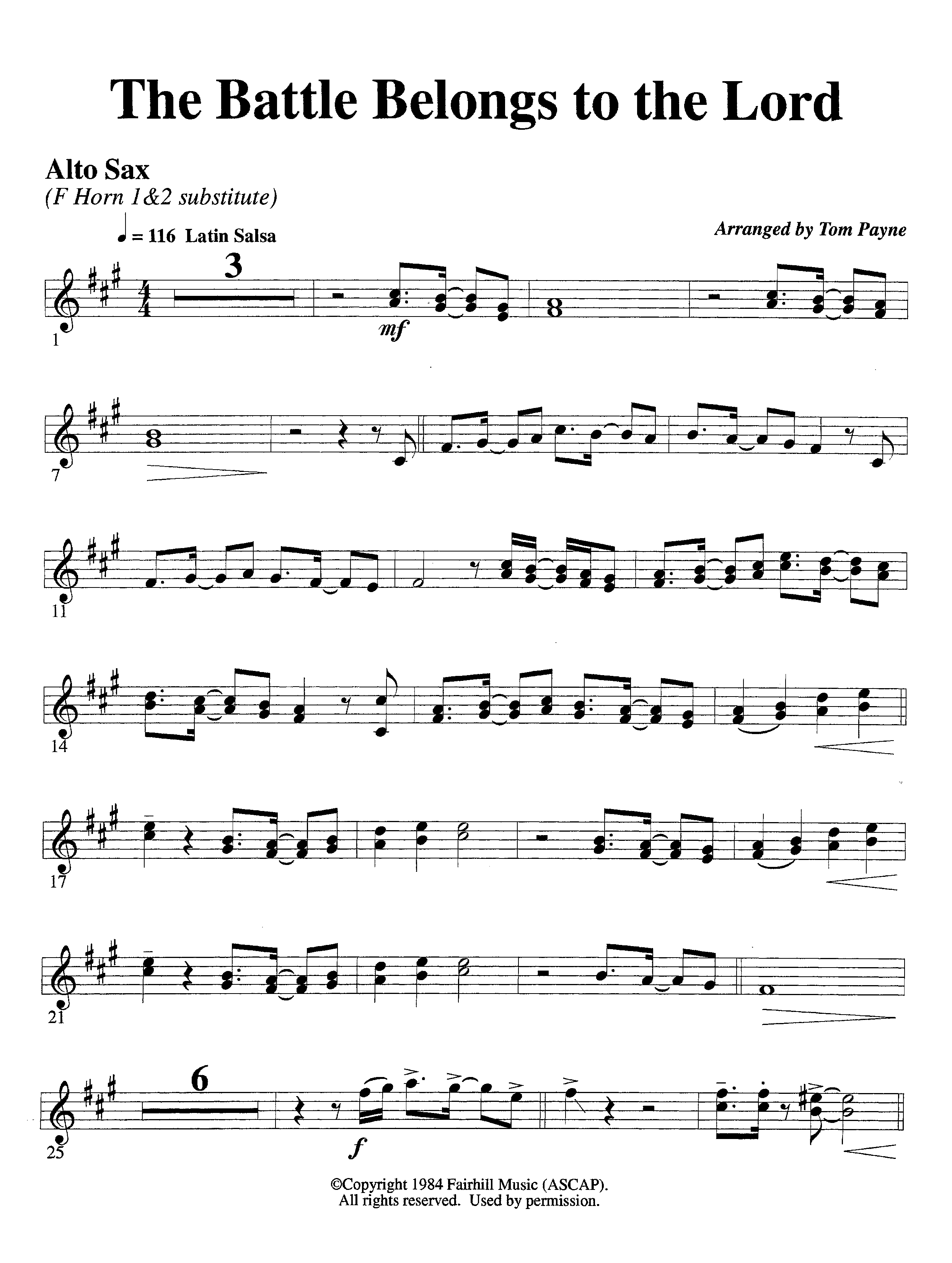 The Battle Belongs To The Lord (Instrumental) Alto Sax (Lifeway Worship / Arr. Tom Payne)