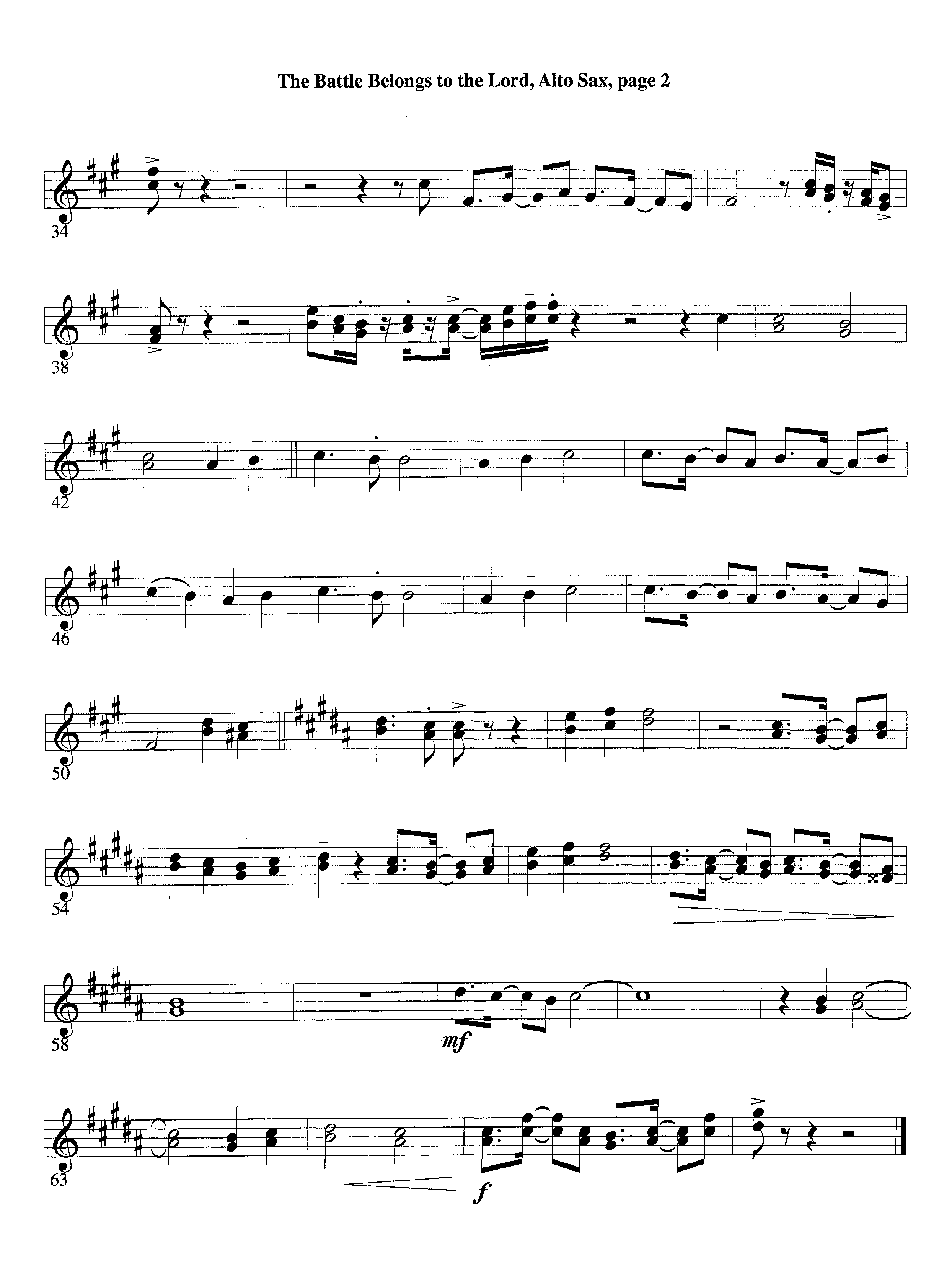 The Battle Belongs To The Lord (Instrumental) Alto Sax (Lifeway Worship / Arr. Tom Payne)