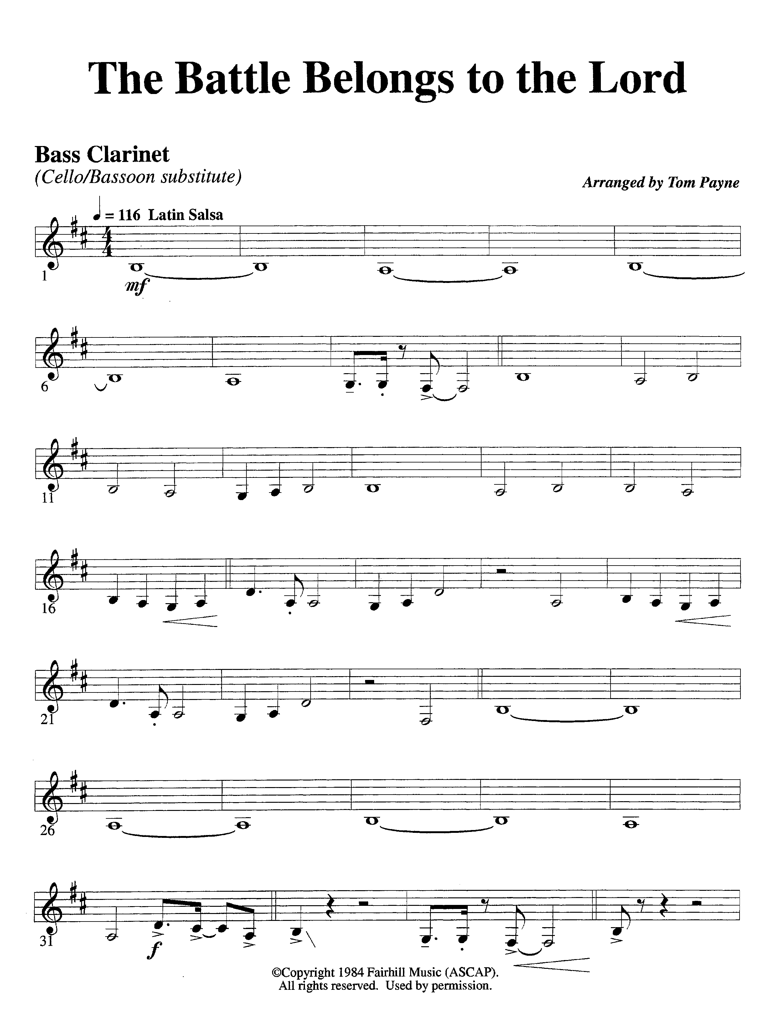 The Battle Belongs To The Lord (Instrumental) Bass Clarinet (Lifeway Worship / Arr. Tom Payne)