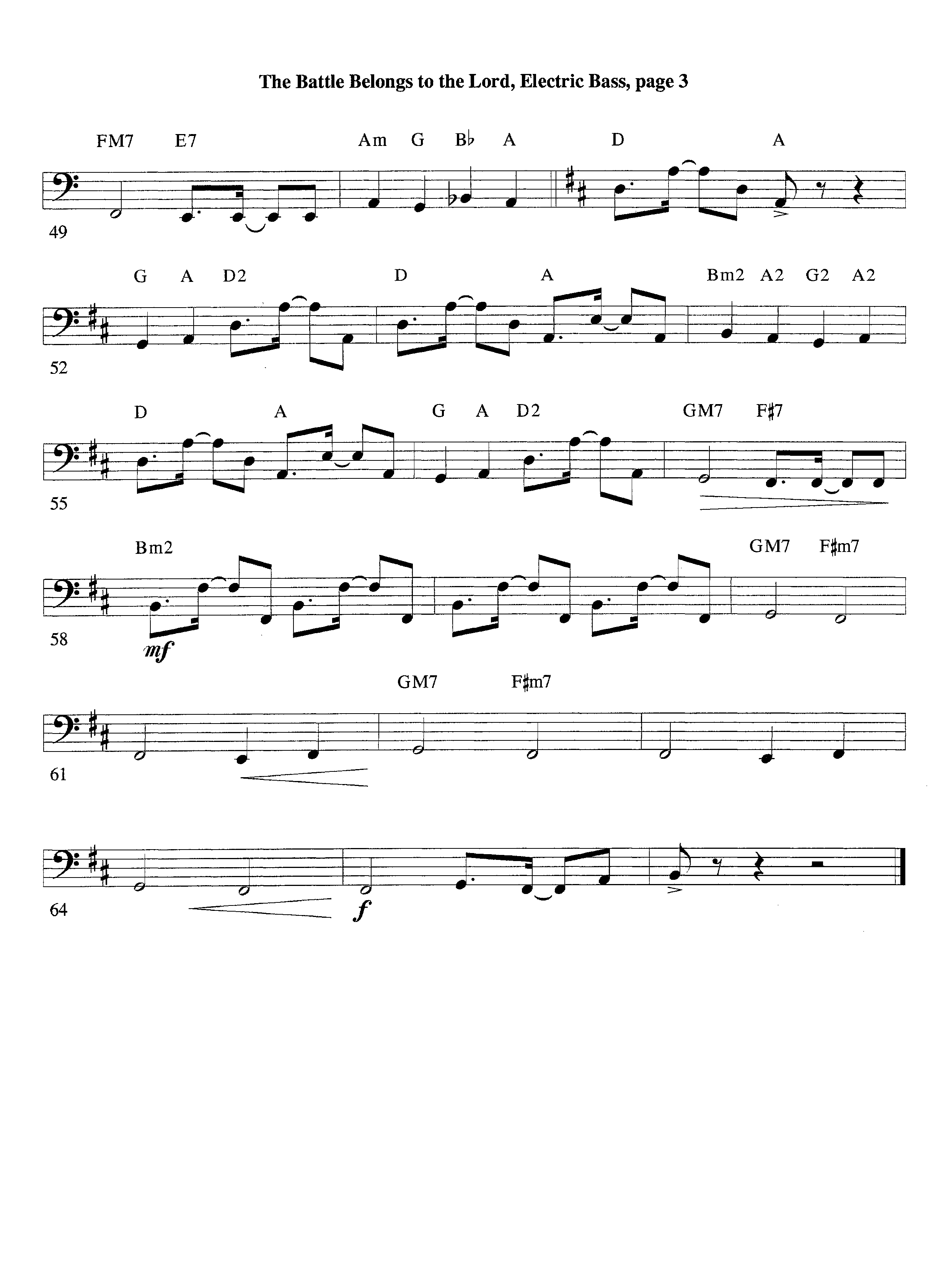 The Battle Belongs To The Lord (Instrumental) Bass Guitar (Lifeway Worship / Arr. Tom Payne)