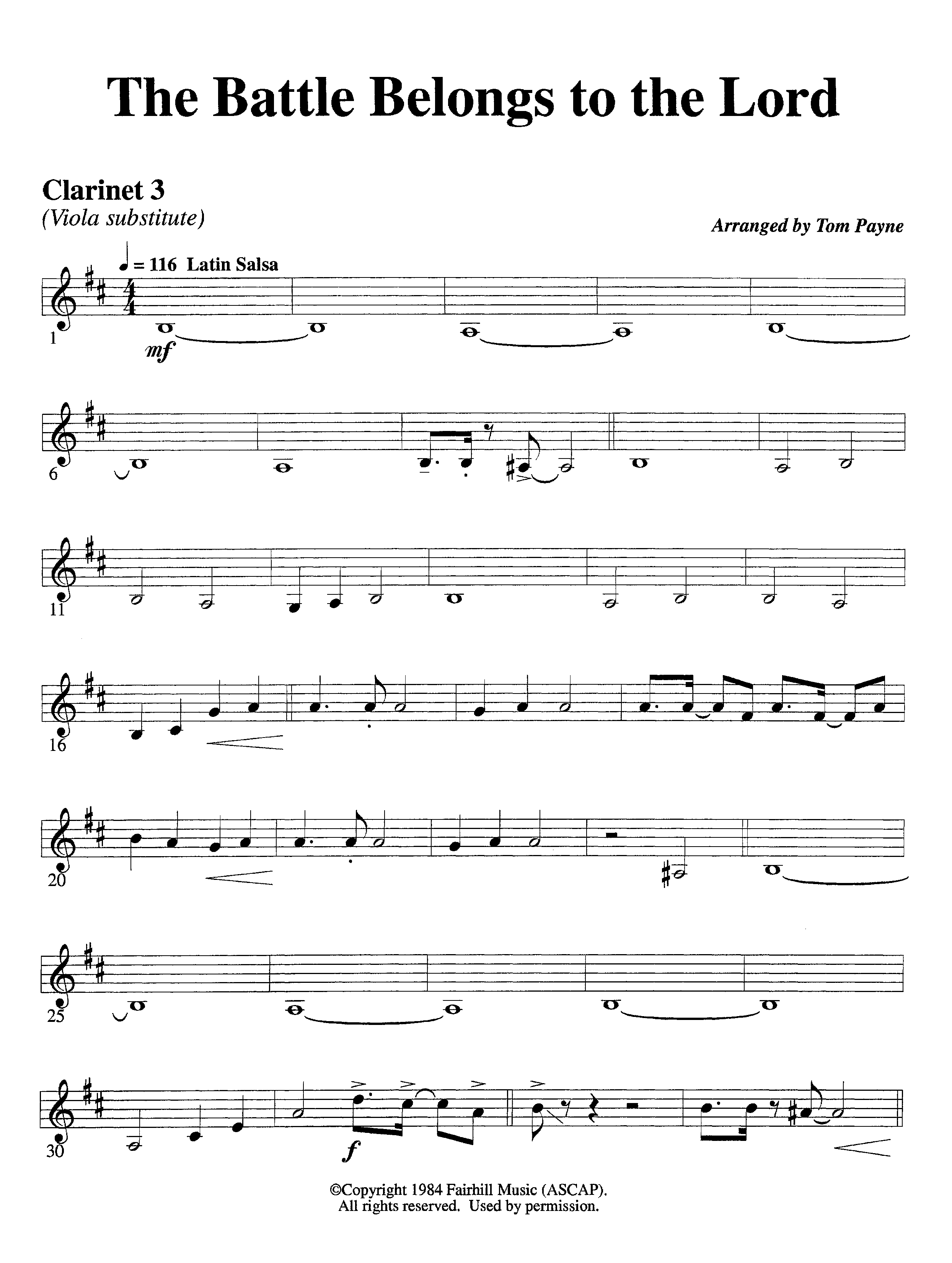 The Battle Belongs To The Lord (Instrumental) Clarinet 3 (Lifeway Worship / Arr. Tom Payne)