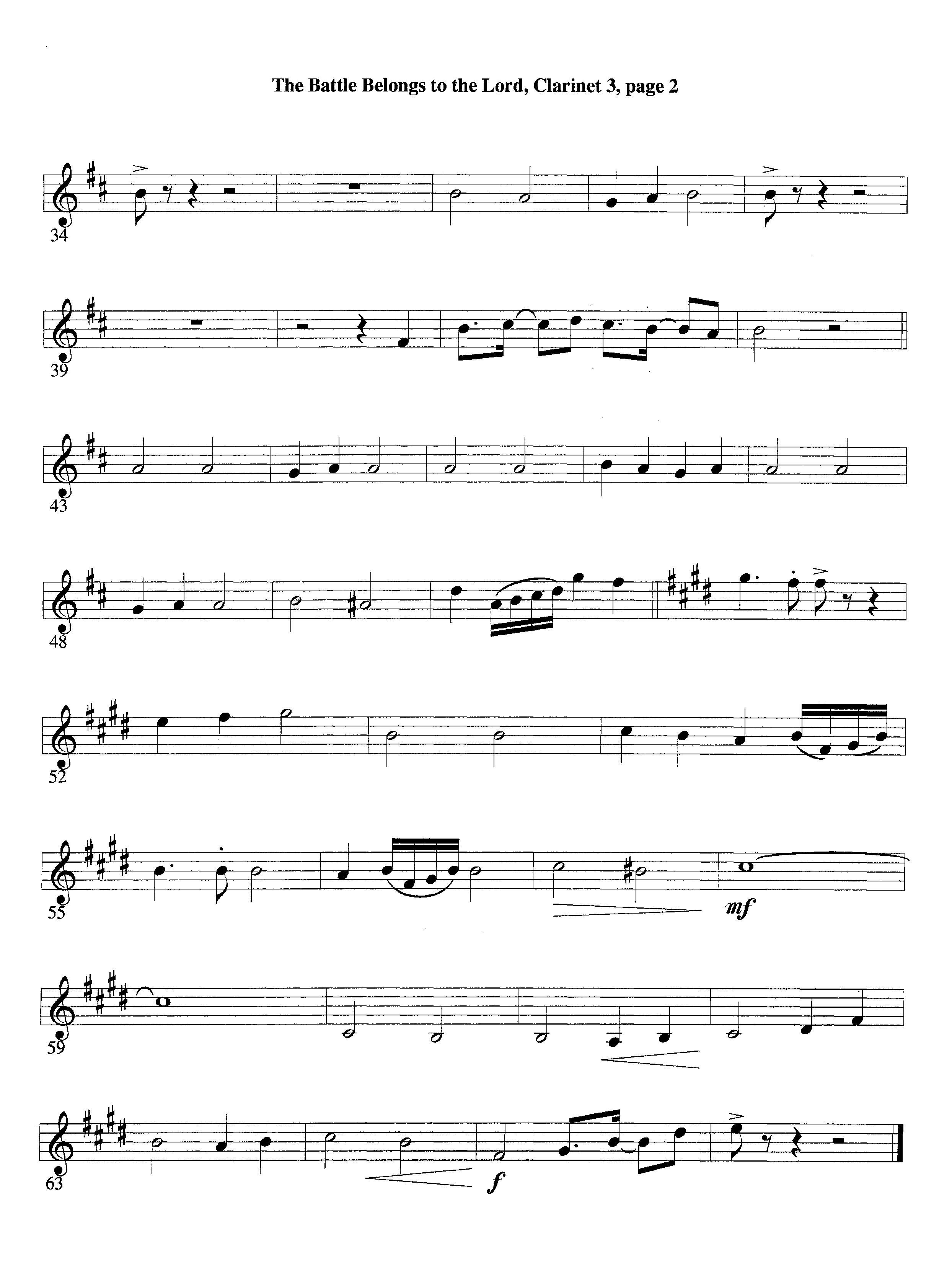 The Battle Belongs To The Lord (Instrumental) Clarinet 3 (Lifeway Worship / Arr. Tom Payne)