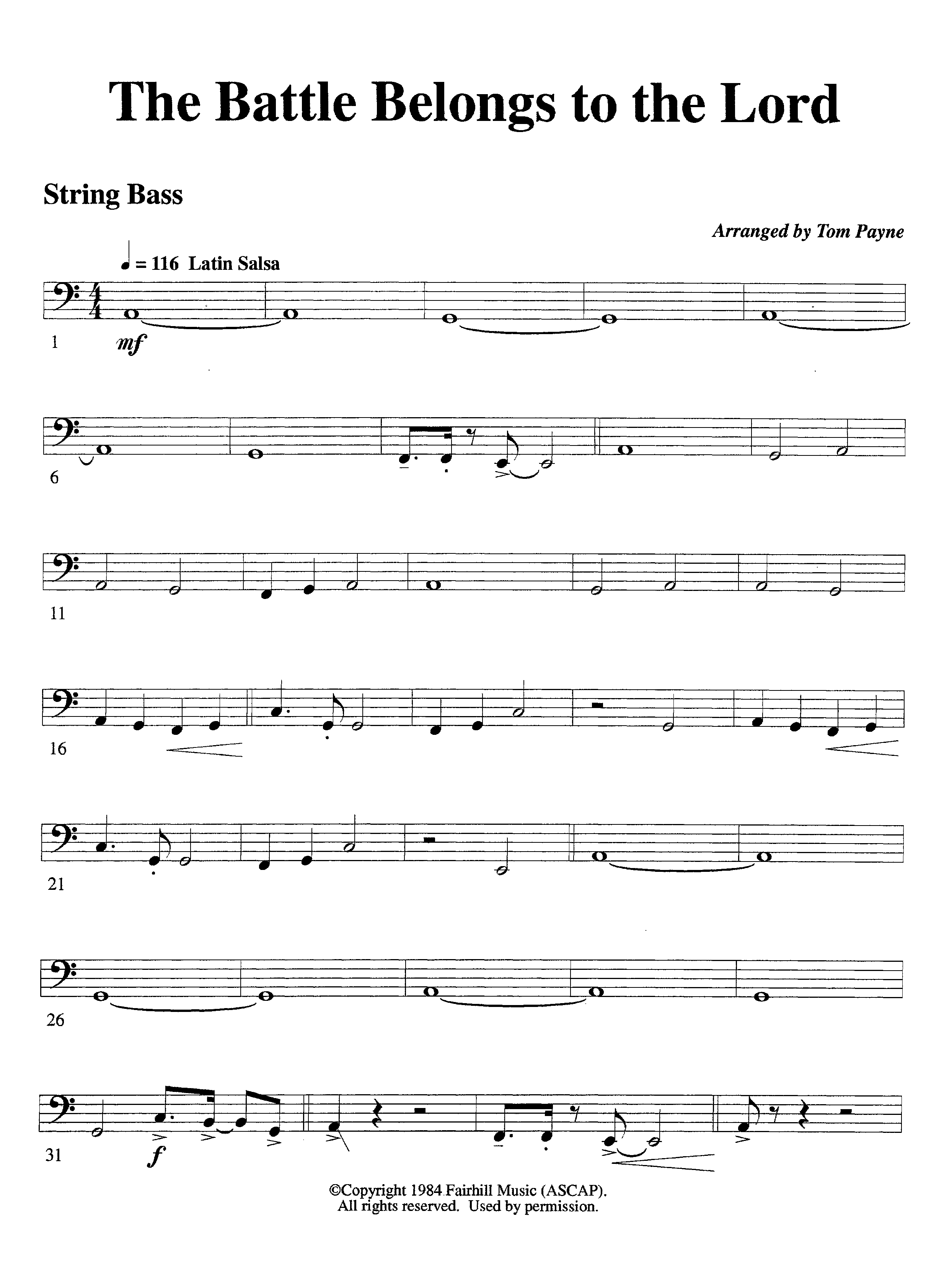 The Battle Belongs To The Lord (Instrumental) Double Bass (Lifeway Worship / Arr. Tom Payne)