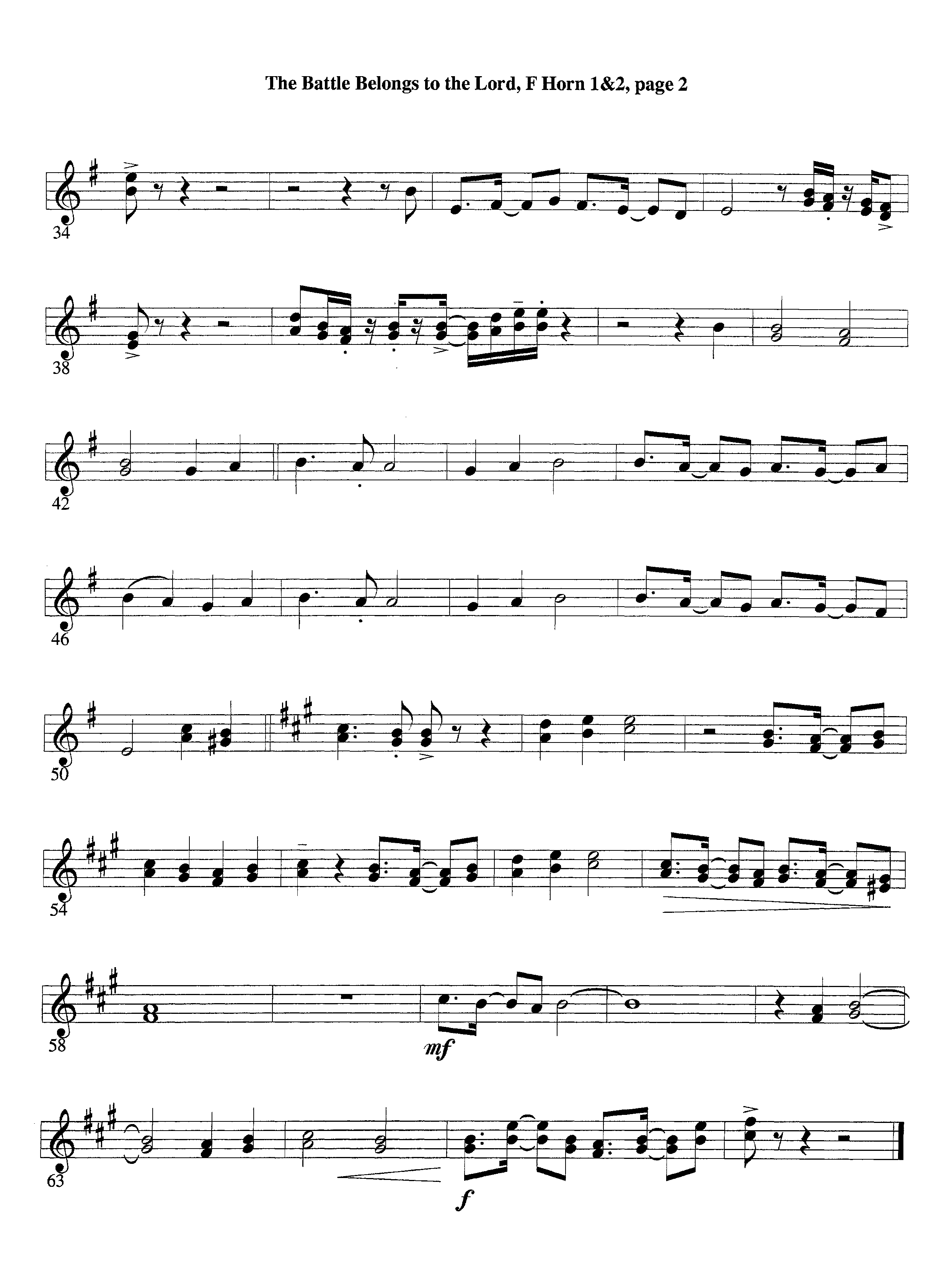 The Battle Belongs To The Lord (Instrumental) French Horn 1/2 (Lifeway Worship / Arr. Tom Payne)