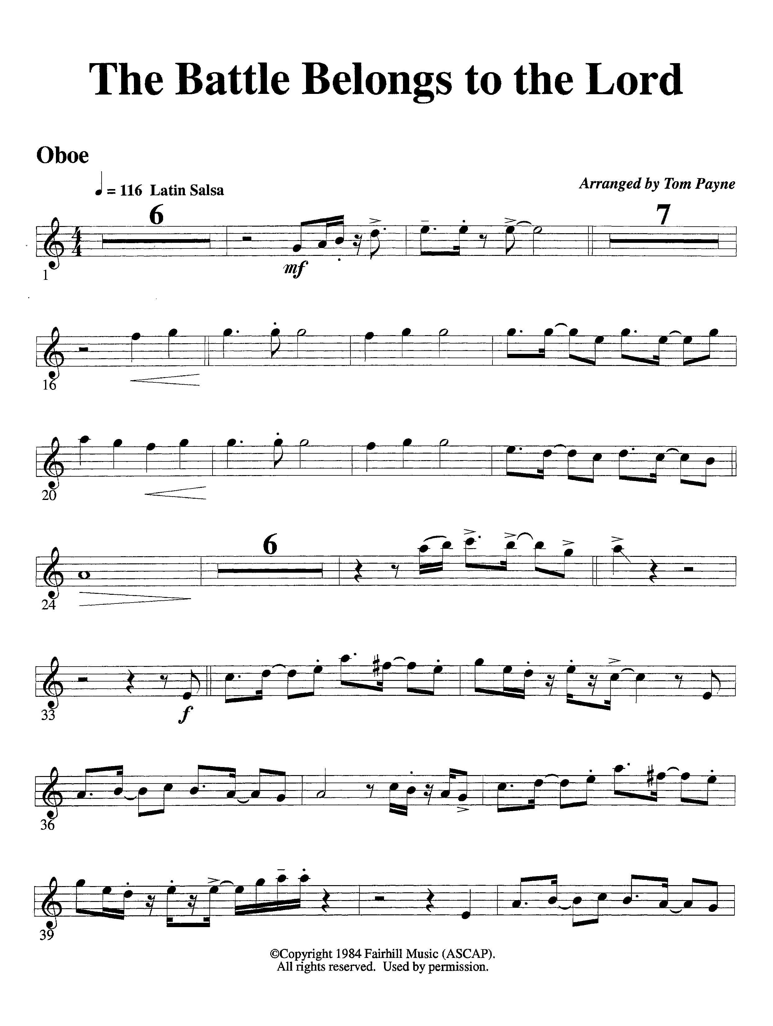 The Battle Belongs To The Lord (Instrumental) Oboe (Lifeway Worship / Arr. Tom Payne)