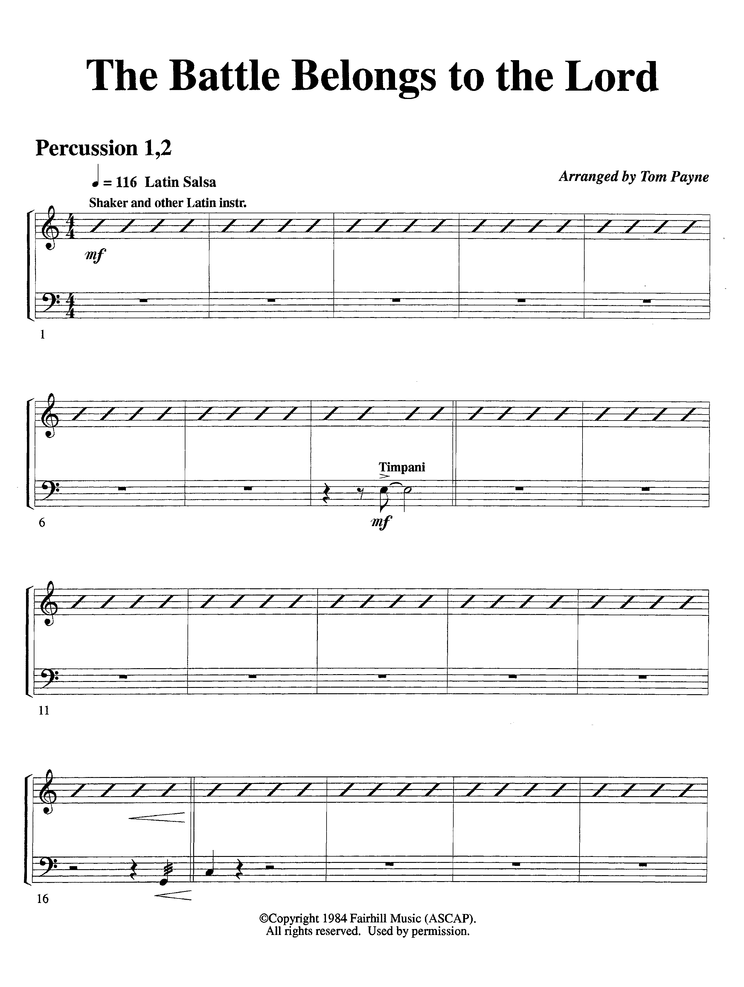 The Battle Belongs To The Lord (Instrumental) Percussion 1/2 (Lifeway Worship / Arr. Tom Payne)