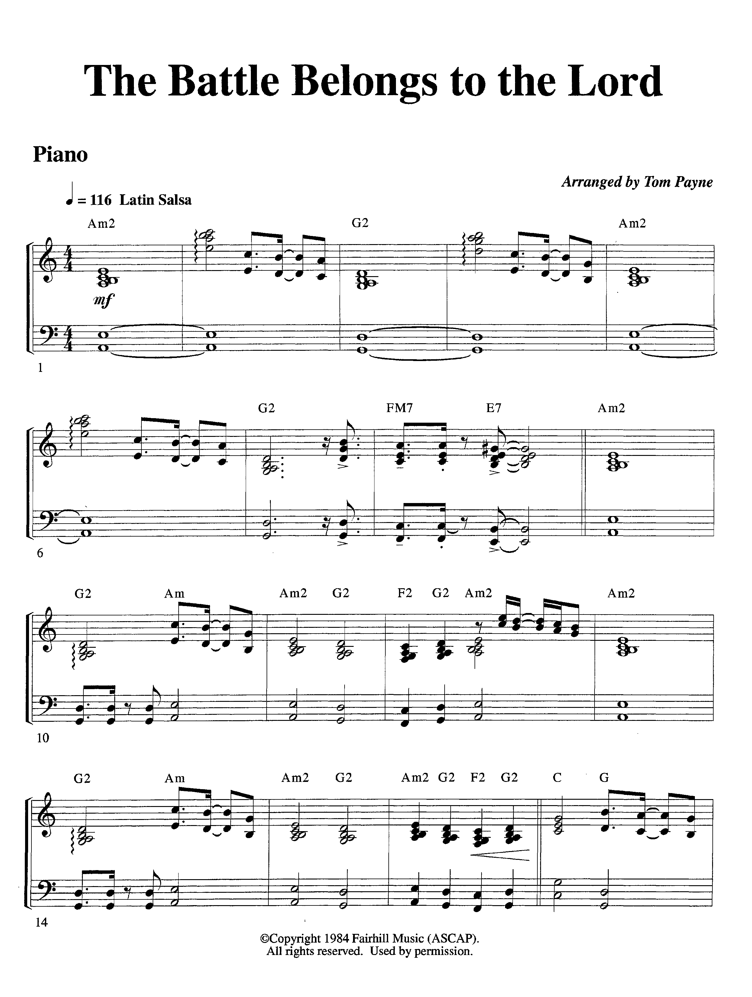 The Battle Belongs To The Lord (Instrumental) Piano Sheet (Lifeway Worship / Arr. Tom Payne)