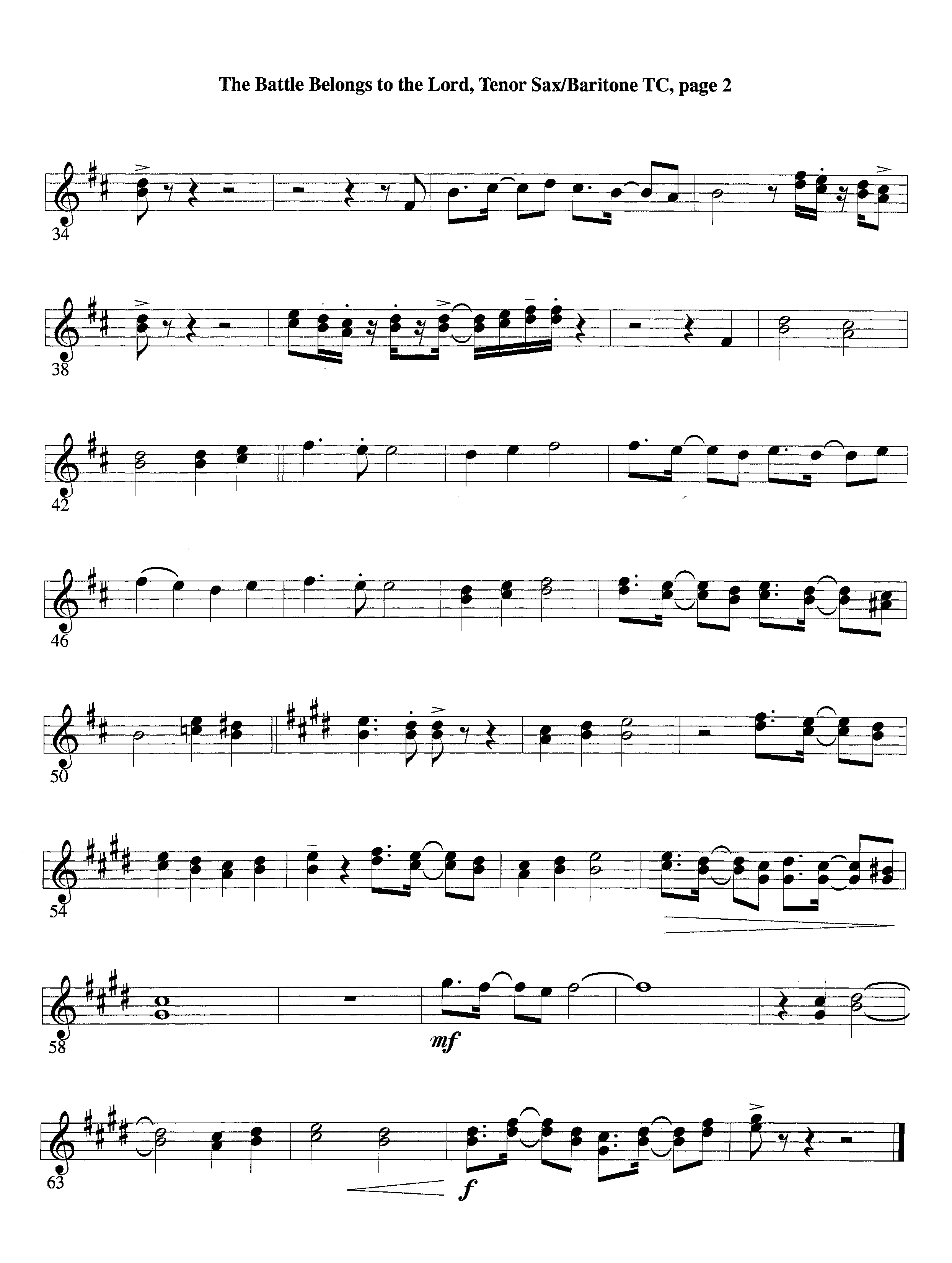 The Battle Belongs To The Lord (Instrumental) Tenor Sax/Baritone T.C. (Lifeway Worship / Arr. Tom Payne)