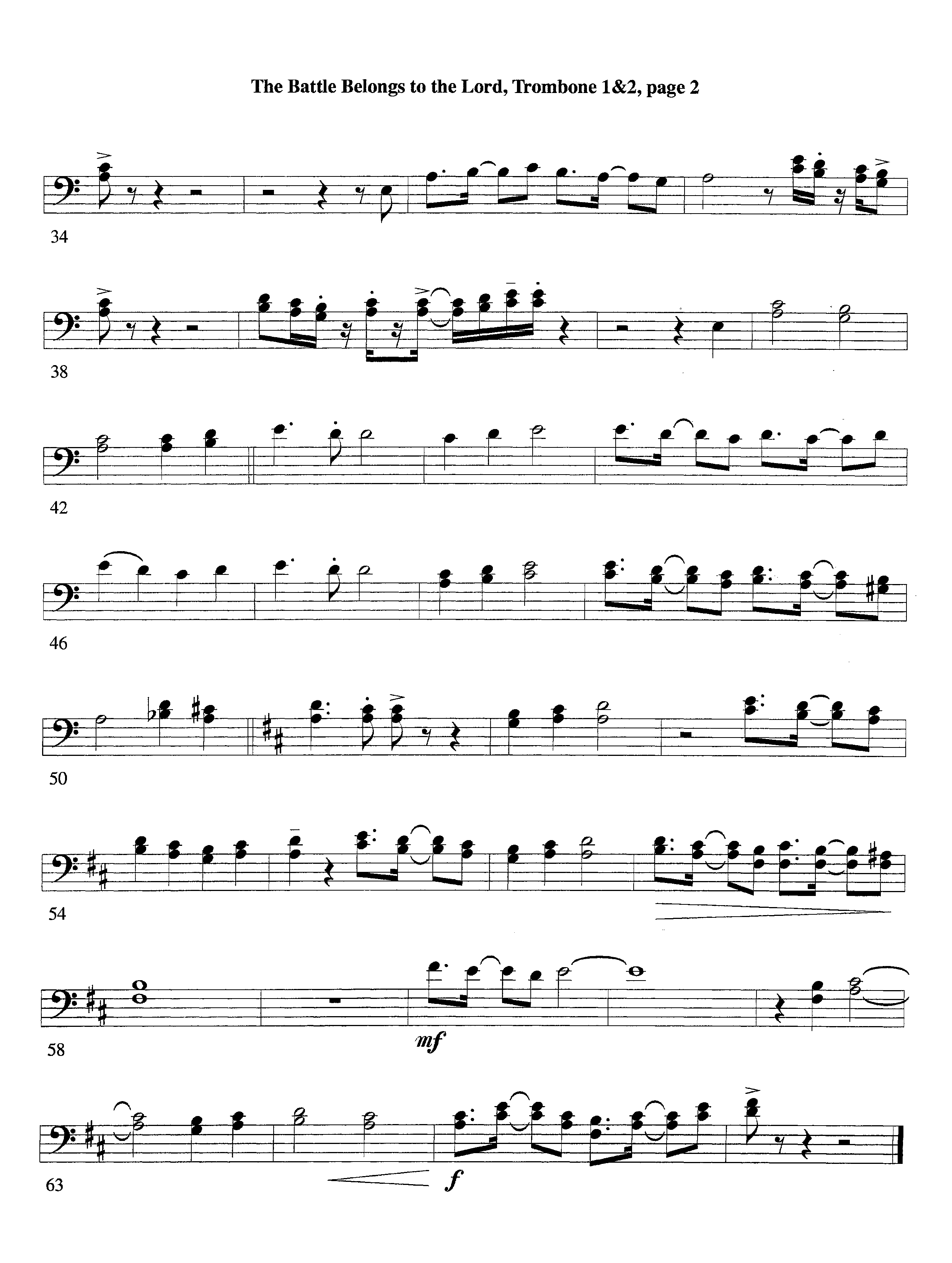 The Battle Belongs To The Lord (Instrumental) Trombone 1/2 (Lifeway Worship / Arr. Tom Payne)