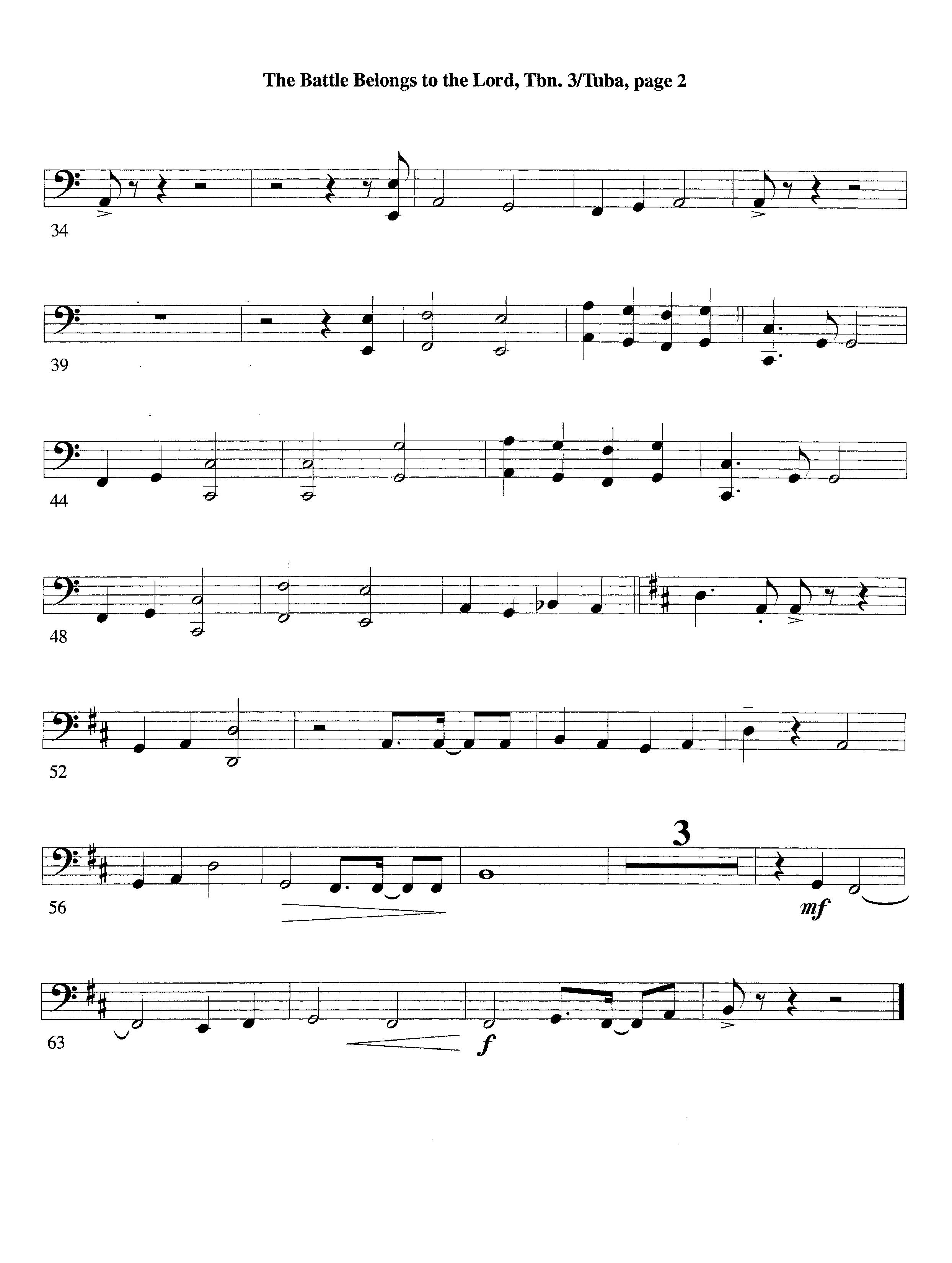 The Battle Belongs To The Lord (Instrumental) Trombone 3/Tuba (Lifeway Worship / Arr. Tom Payne)