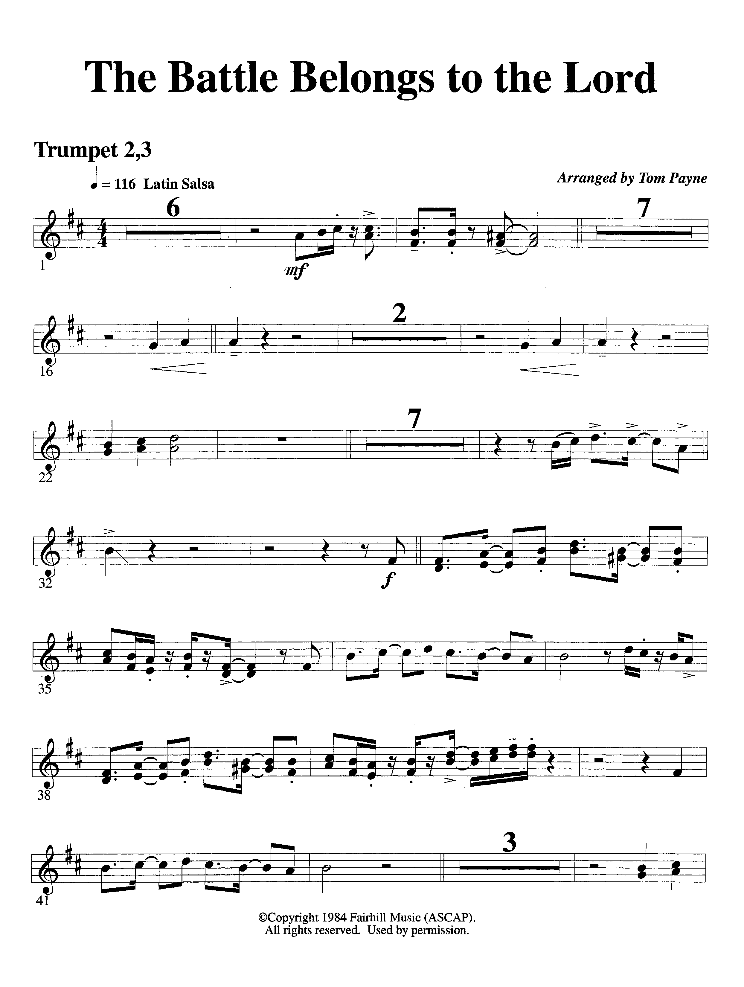 The Battle Belongs To The Lord (Instrumental) Trumpet 2/3 (Lifeway Worship / Arr. Tom Payne)