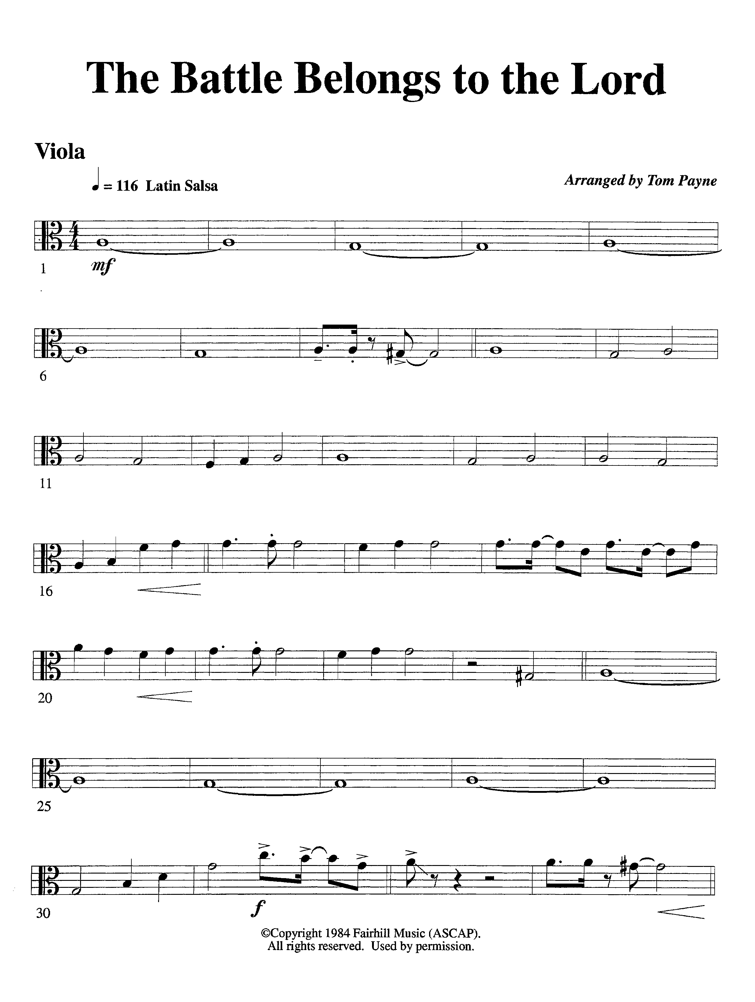 The Battle Belongs To The Lord (Instrumental) Viola (Lifeway Worship / Arr. Tom Payne)