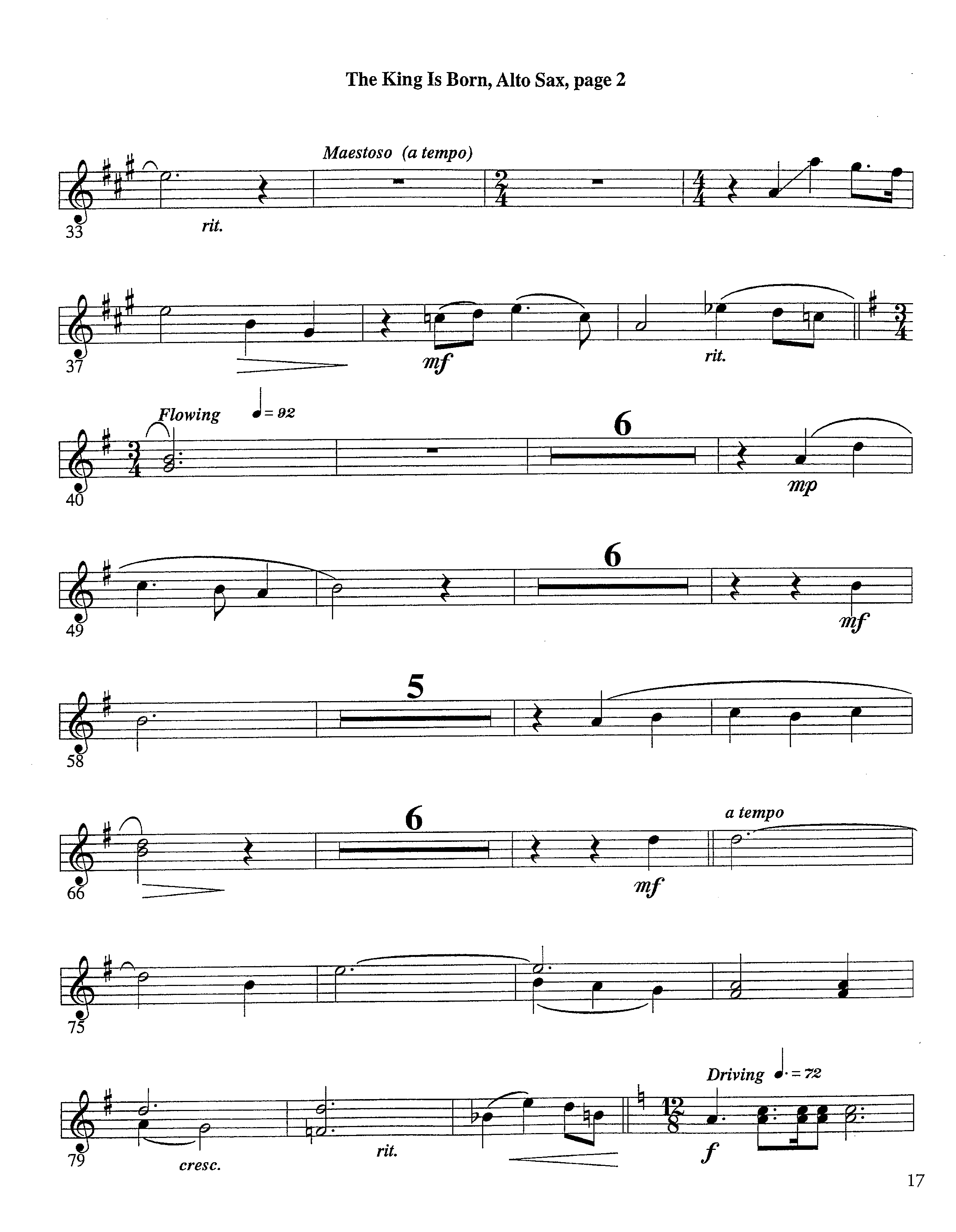 The King Is Born (Instrumental) Alto Sax (Lifeway Worship / Arr. Jeff Cranfill)