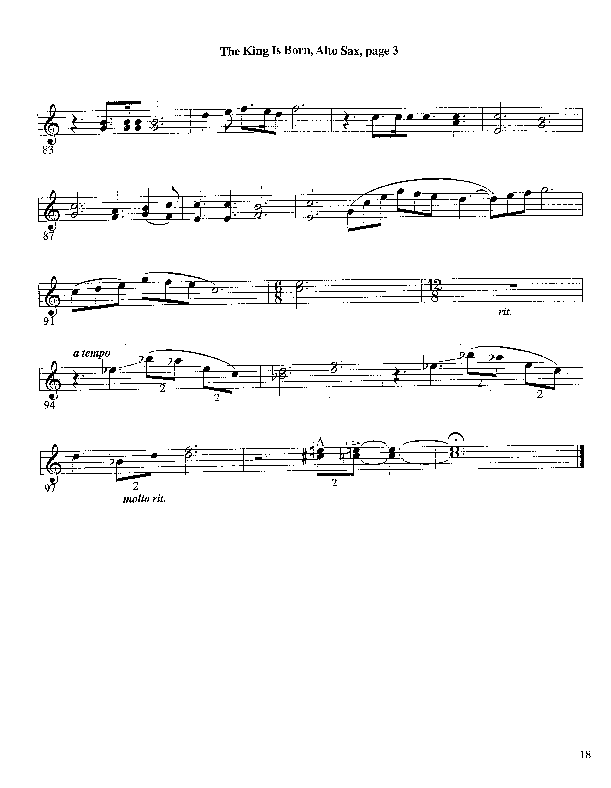 The King Is Born (Instrumental) Alto Sax (Lifeway Worship / Arr. Jeff Cranfill)