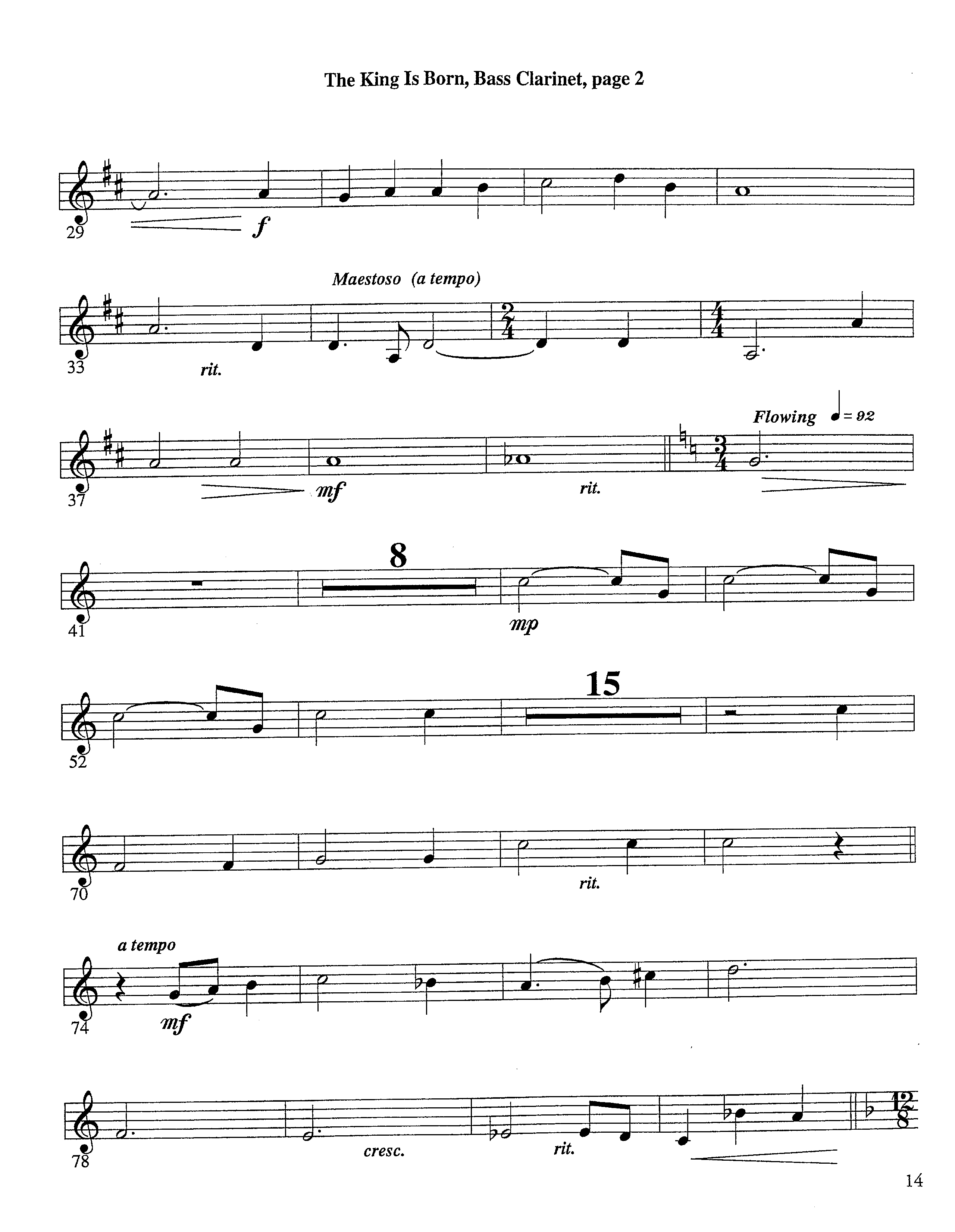 The King Is Born (Instrumental) Bass Clarinet (Lifeway Worship / Arr. Jeff Cranfill)