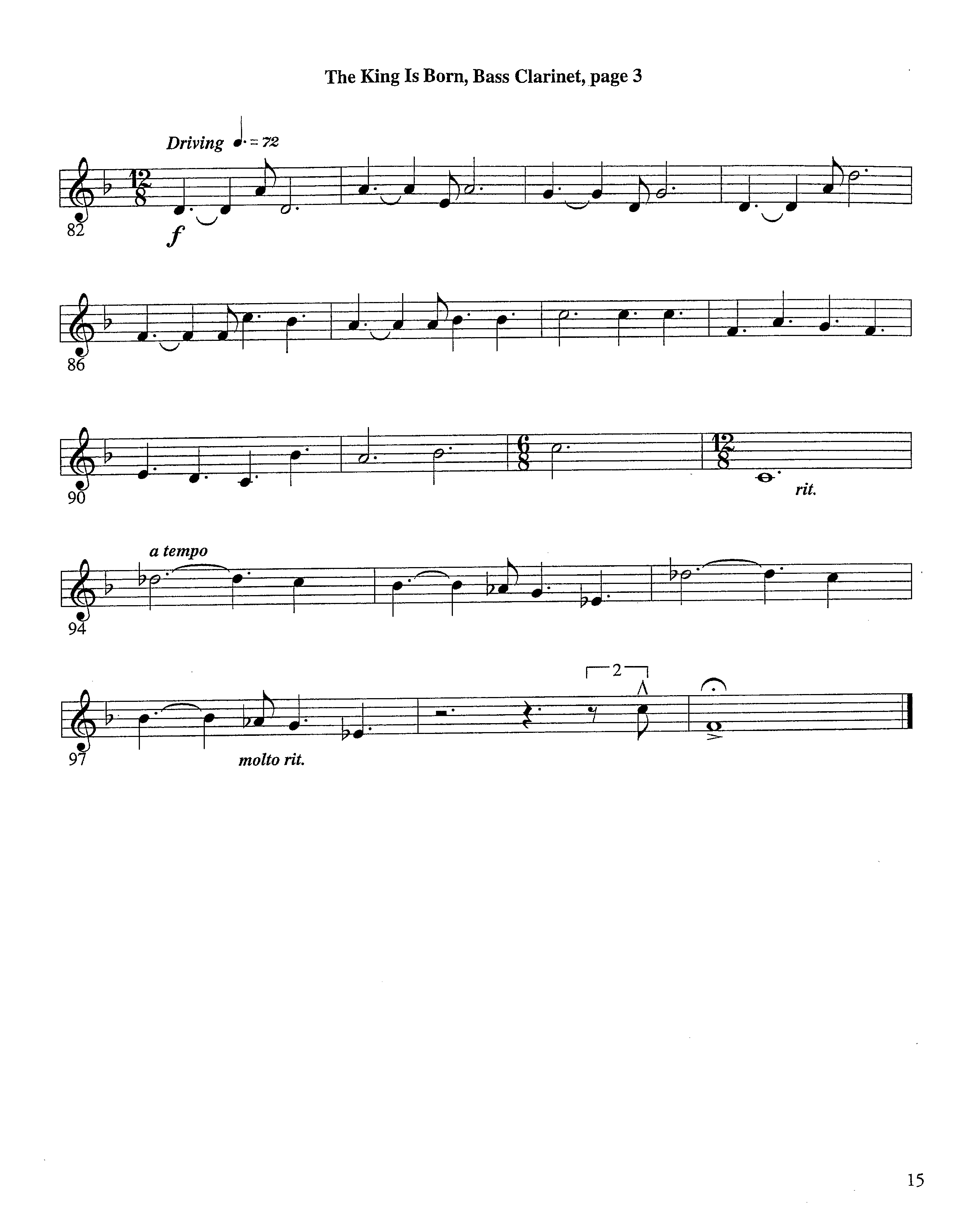 The King Is Born (Instrumental) Bass Clarinet (Lifeway Worship / Arr. Jeff Cranfill)