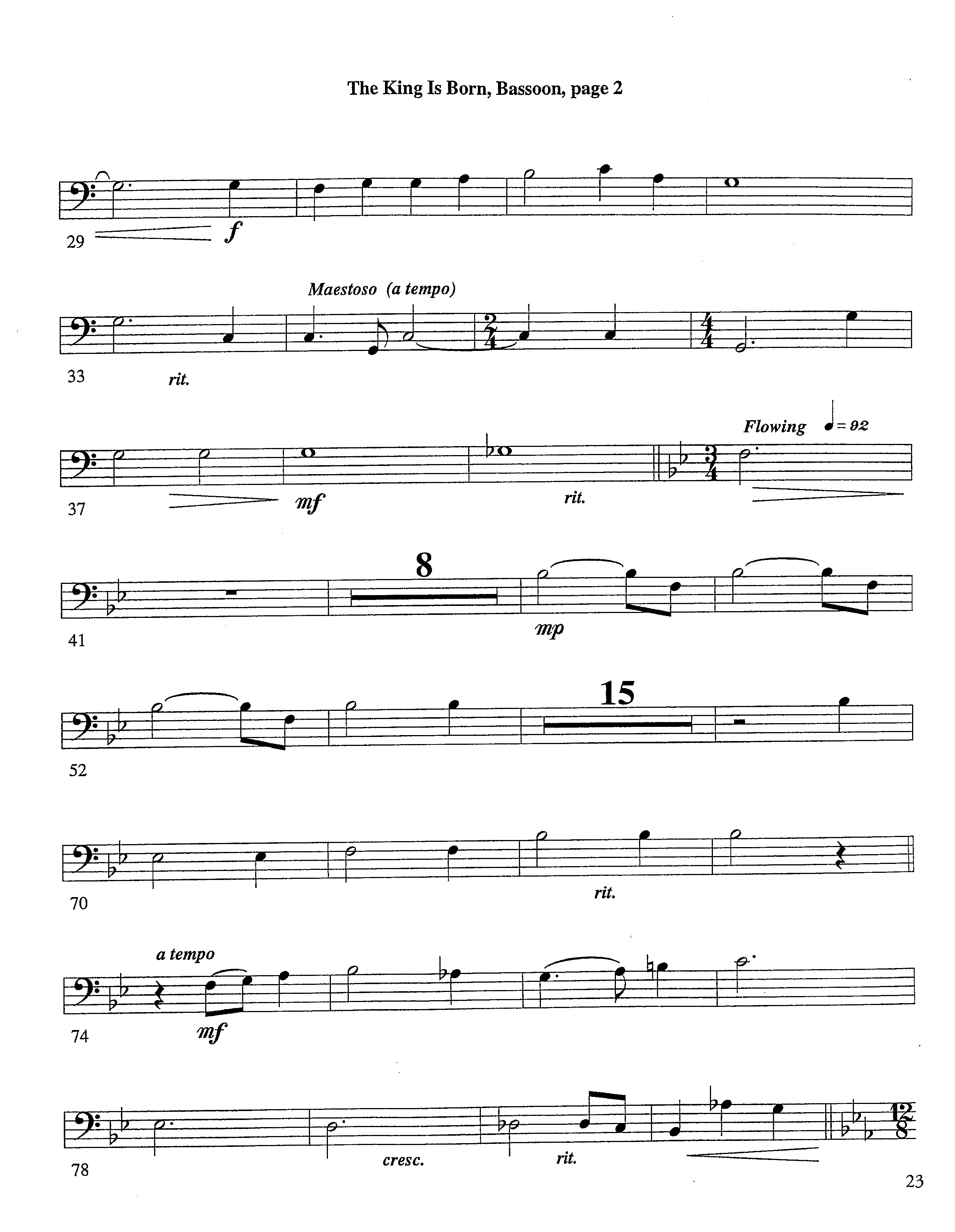 The King Is Born (Instrumental) Bassoon (Lifeway Worship / Arr. Jeff Cranfill)