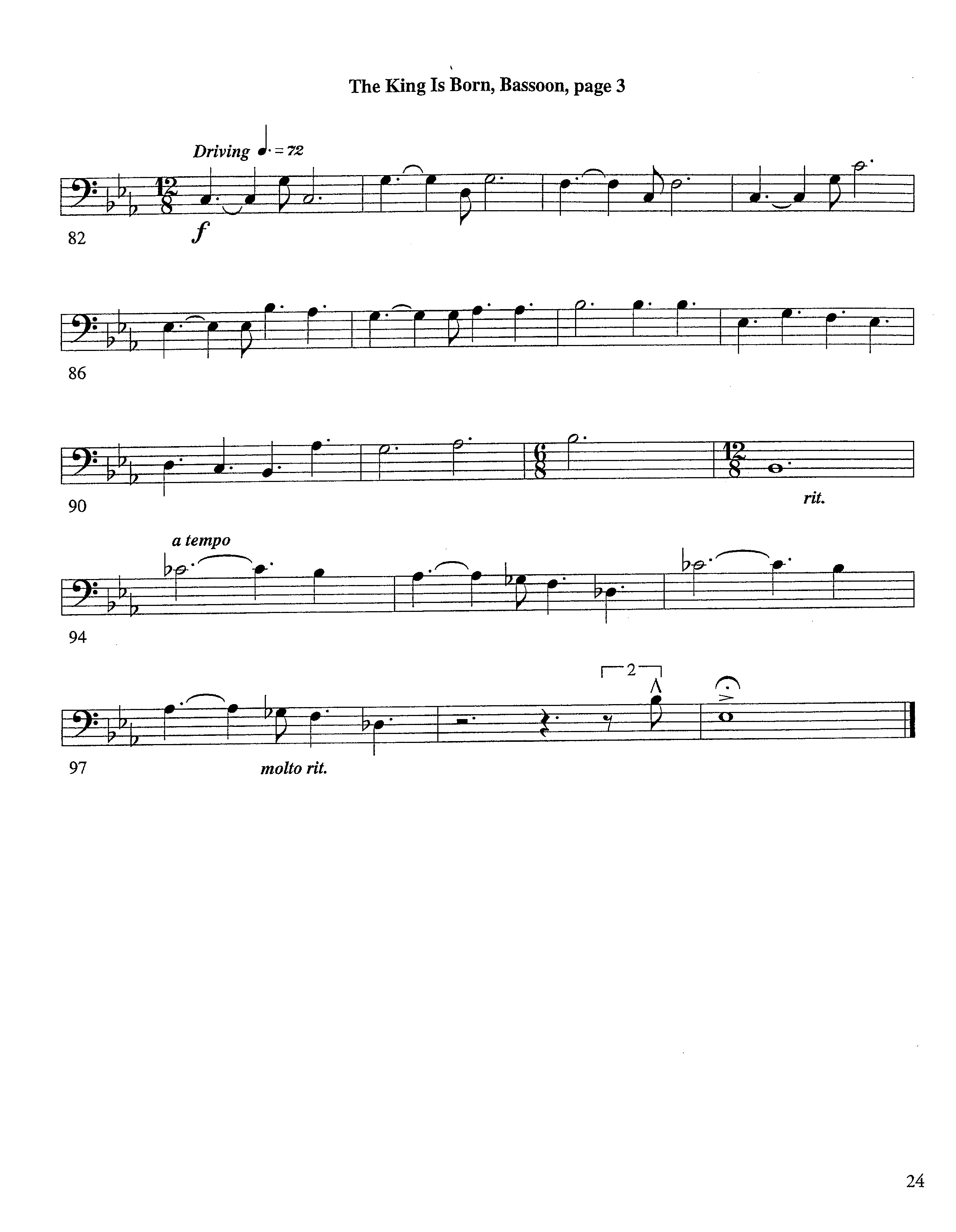 The King Is Born (Instrumental) Bassoon (Lifeway Worship / Arr. Jeff Cranfill)