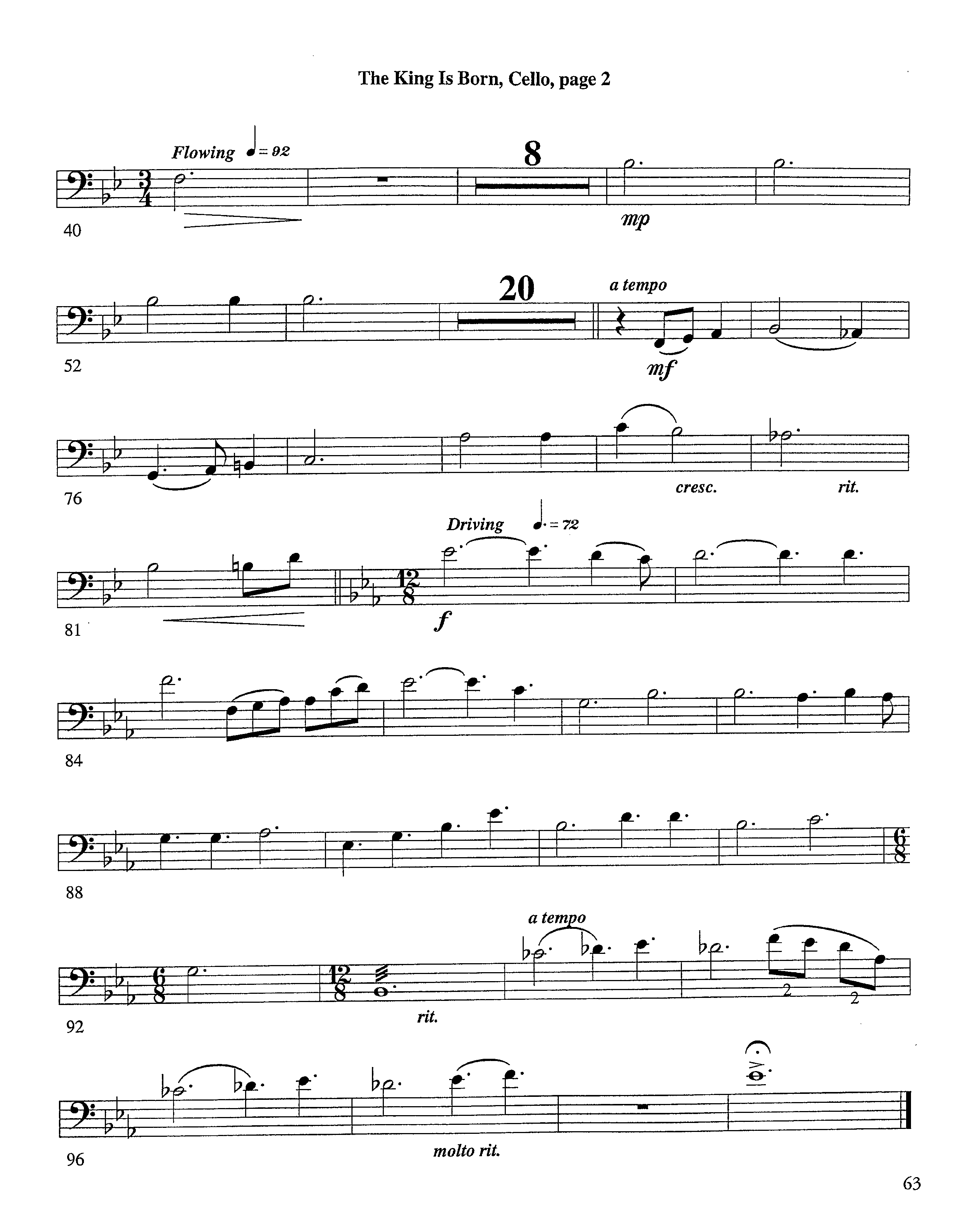 The King Is Born (Instrumental) Cello (Lifeway Worship / Arr. Jeff Cranfill)