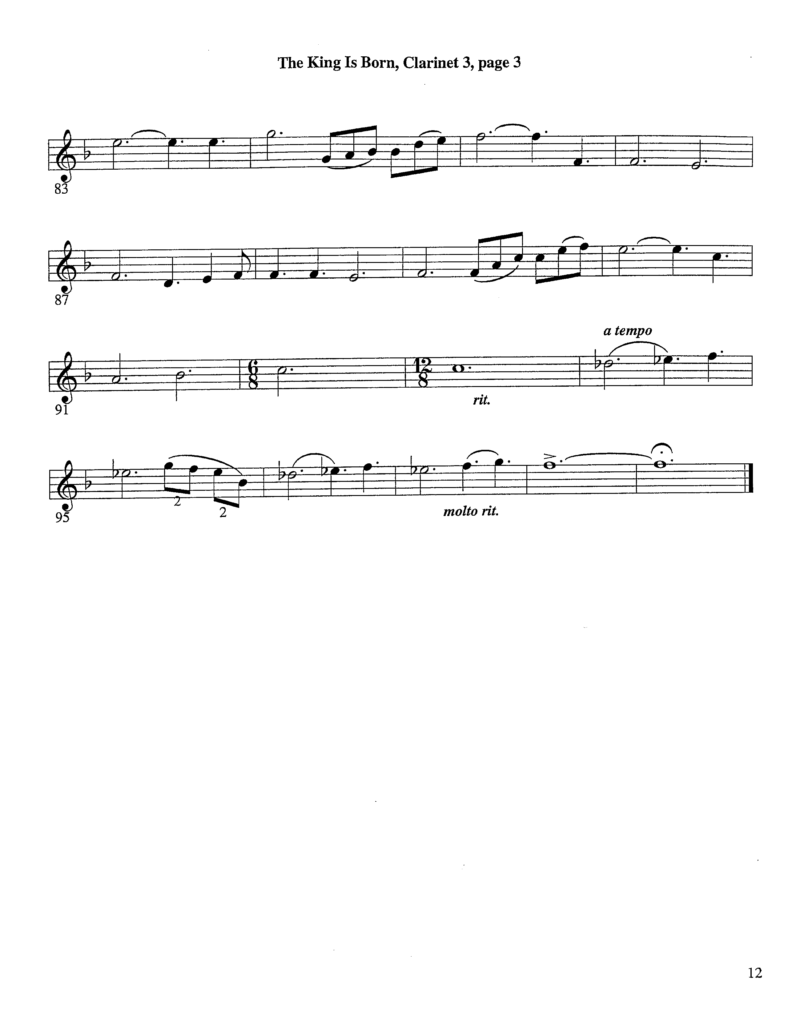 The King Is Born (Instrumental) Clarinet 3 (Lifeway Worship / Arr. Jeff Cranfill)