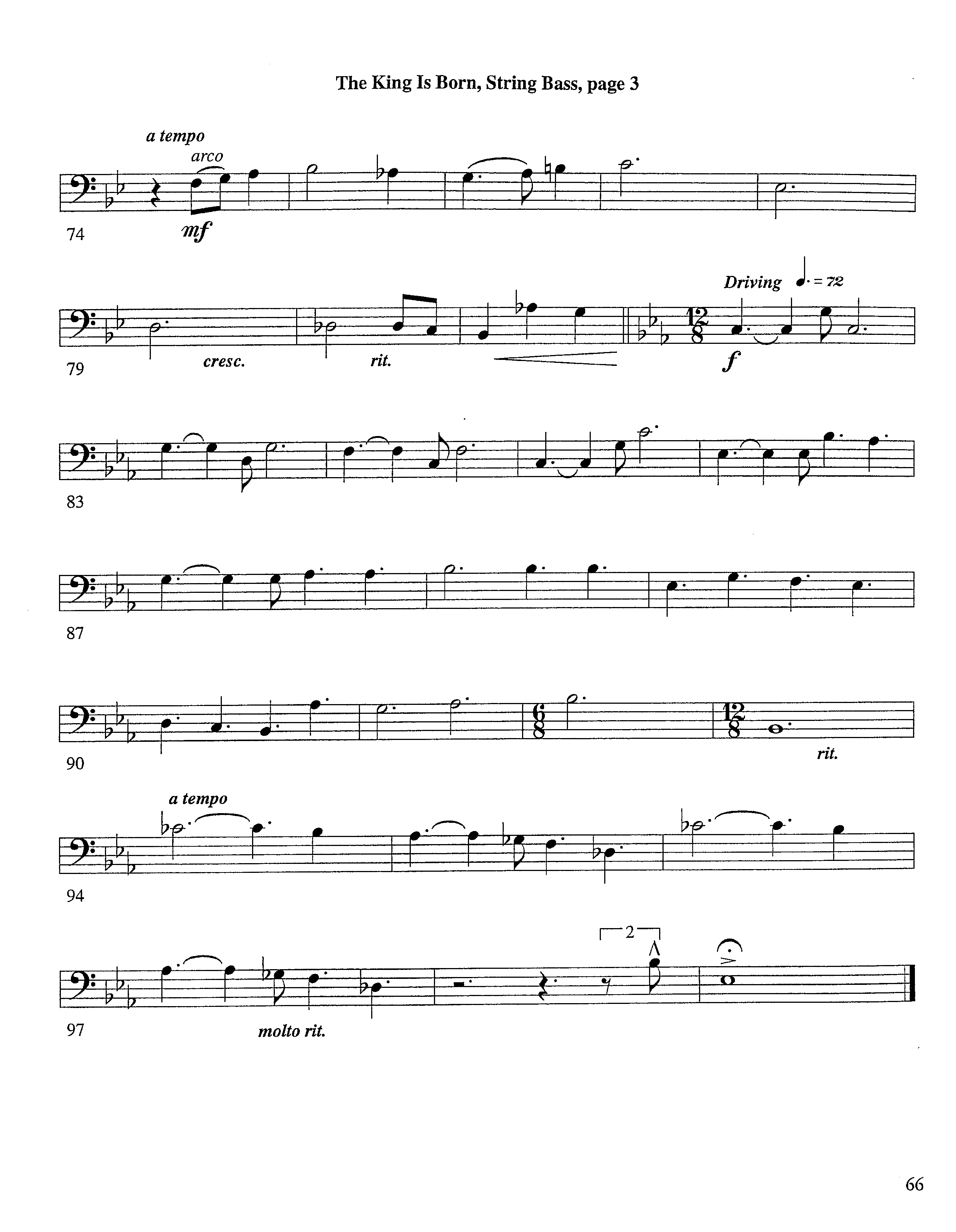 The King Is Born (Instrumental) Double Bass (Lifeway Worship / Arr. Jeff Cranfill)