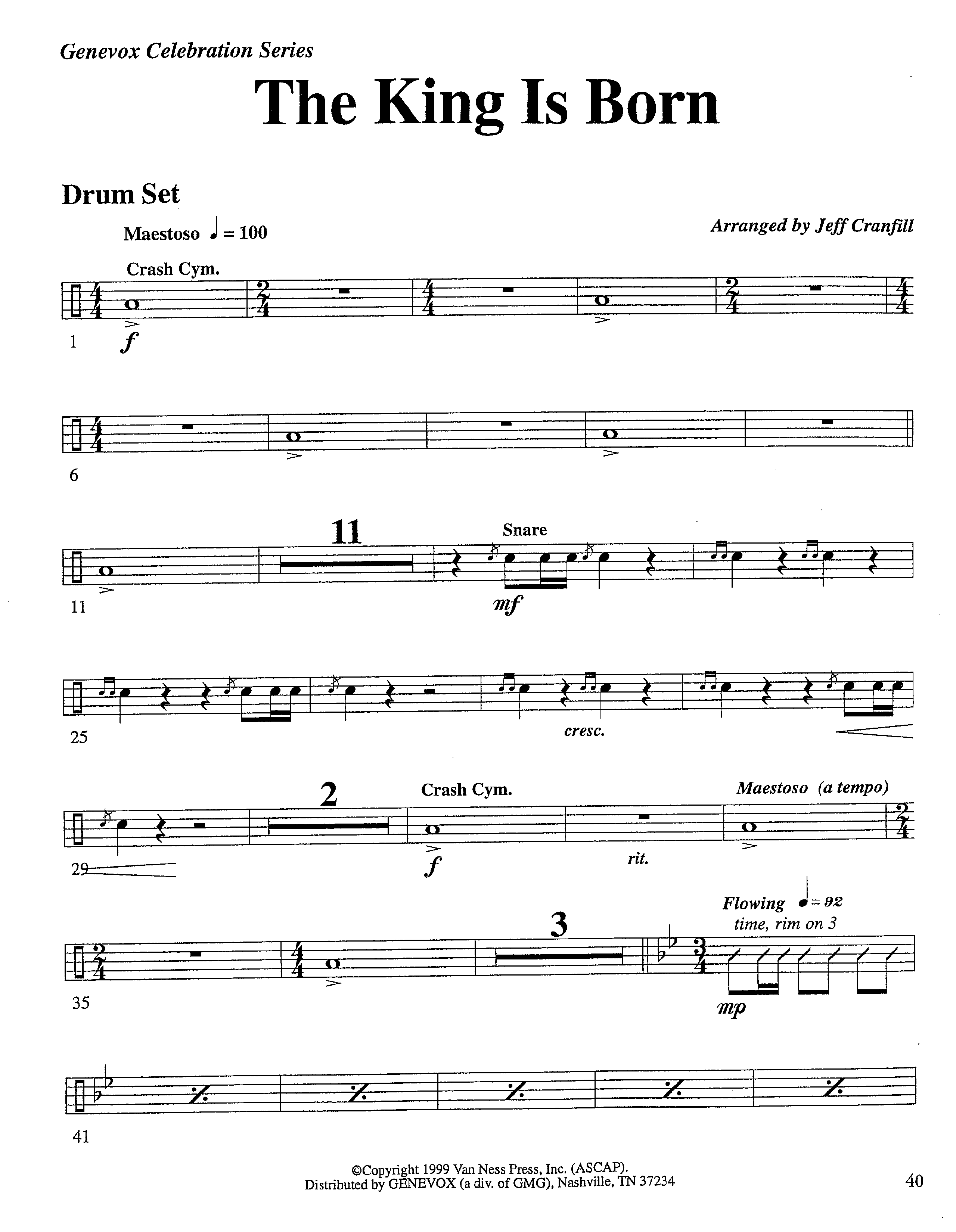 The King Is Born (Instrumental) Drum Set (Lifeway Worship / Arr. Jeff Cranfill)