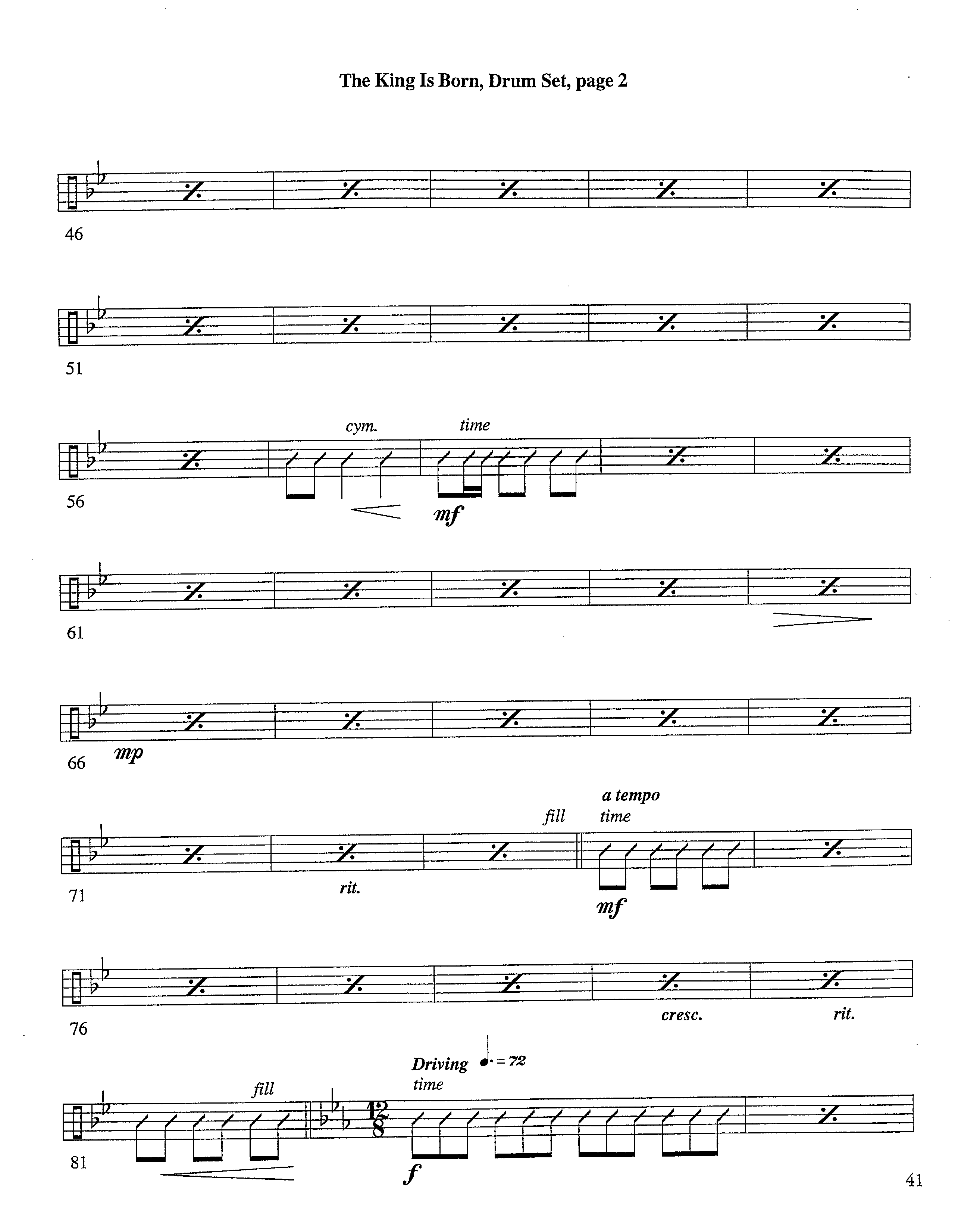 The King Is Born (Instrumental) Drum Set (Lifeway Worship / Arr. Jeff Cranfill)