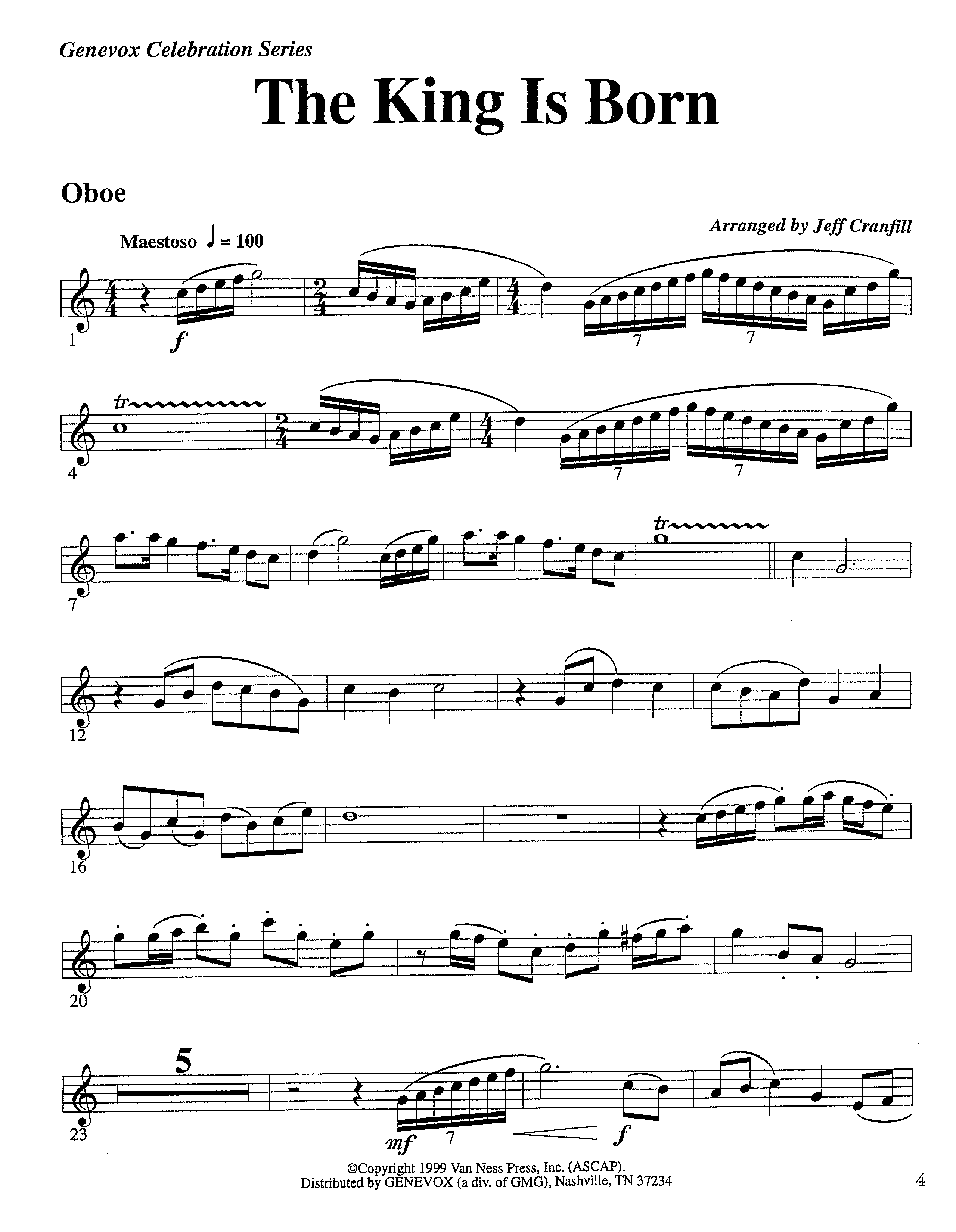 The King Is Born (Instrumental) Oboe (Lifeway Worship / Arr. Jeff Cranfill)